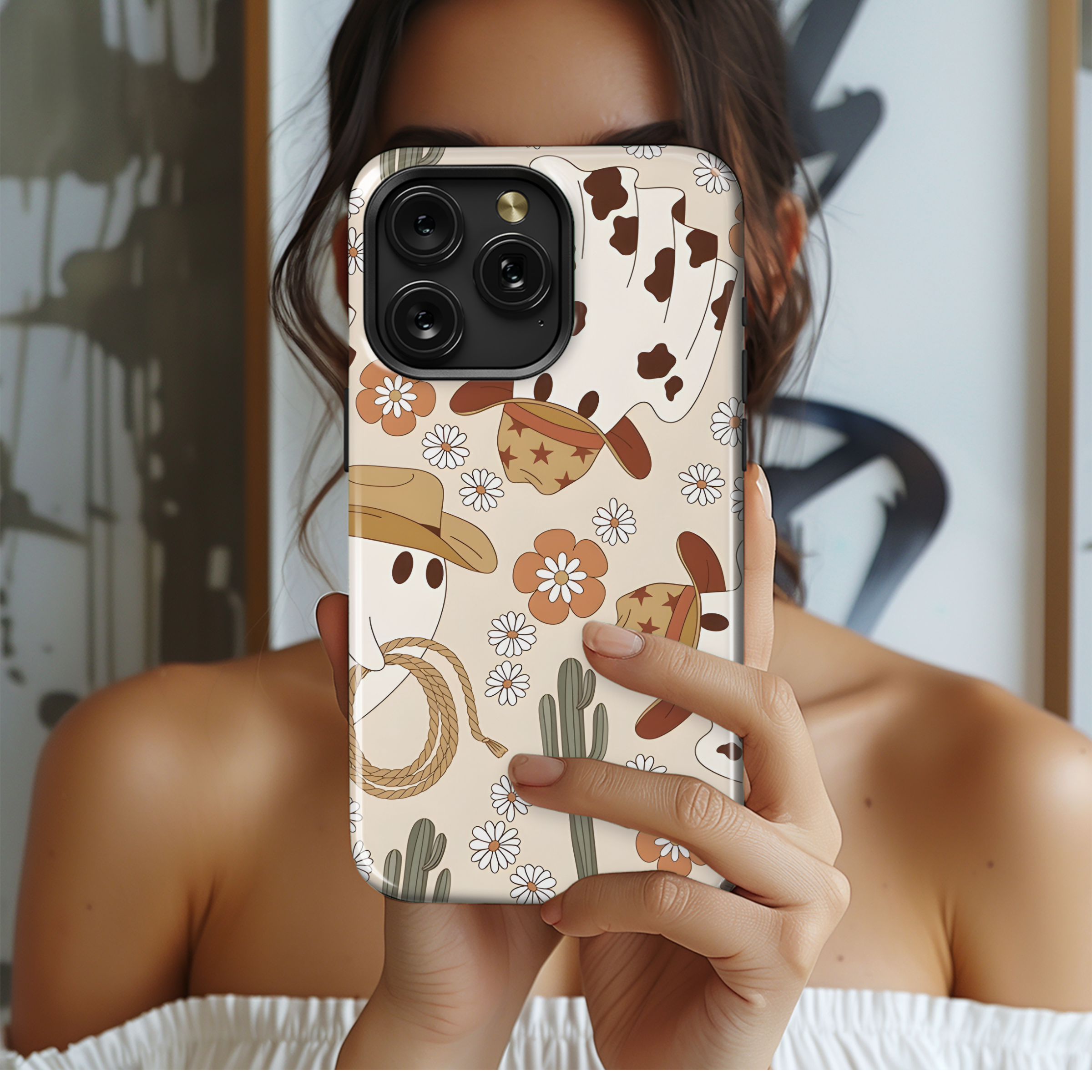 Halloween Cowgirl Ghost Phone Case iPhone Samsung Cover Pixel 3193