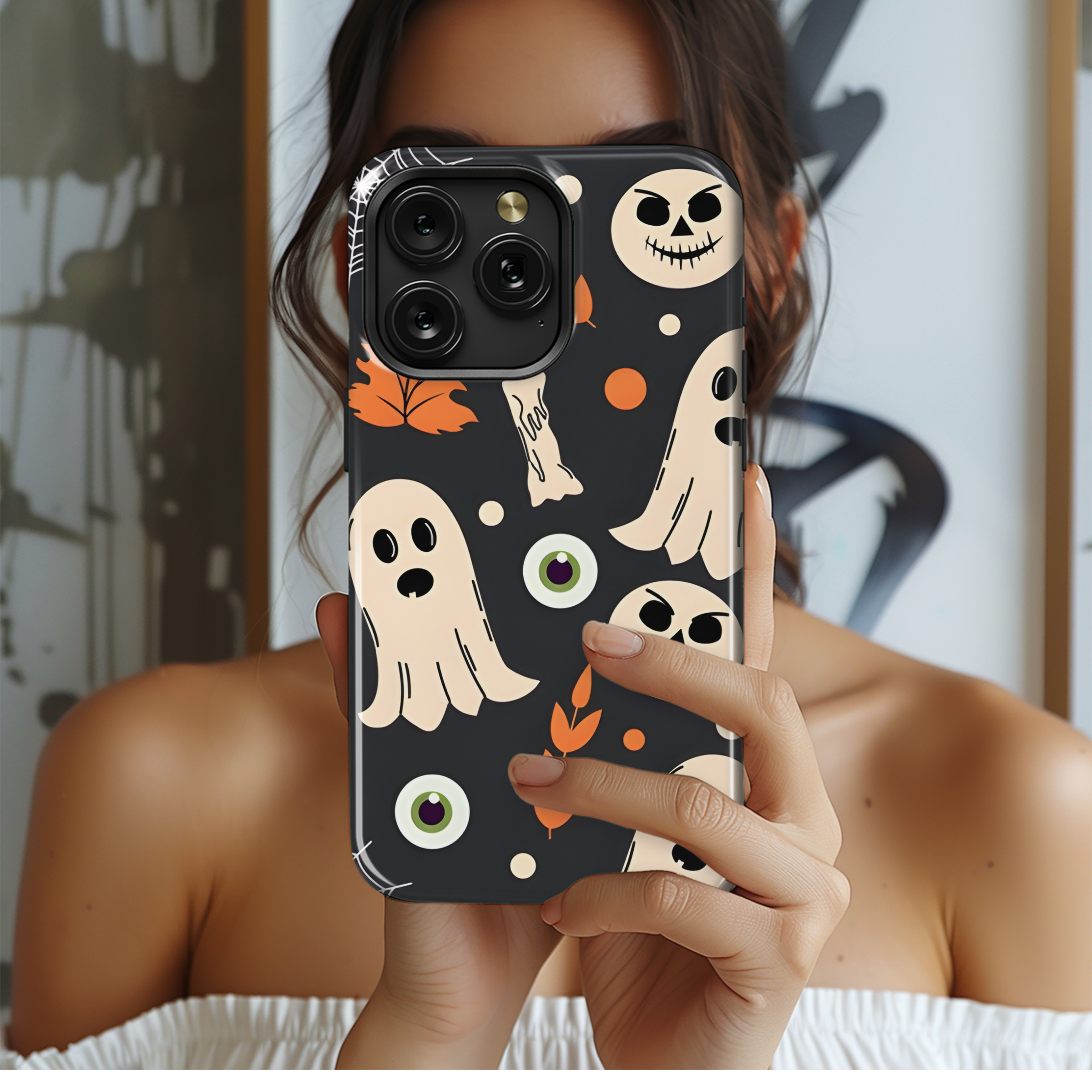 Halloween Ghost Pattern Phone Case iPhone Samsung Cover Pixel 2296