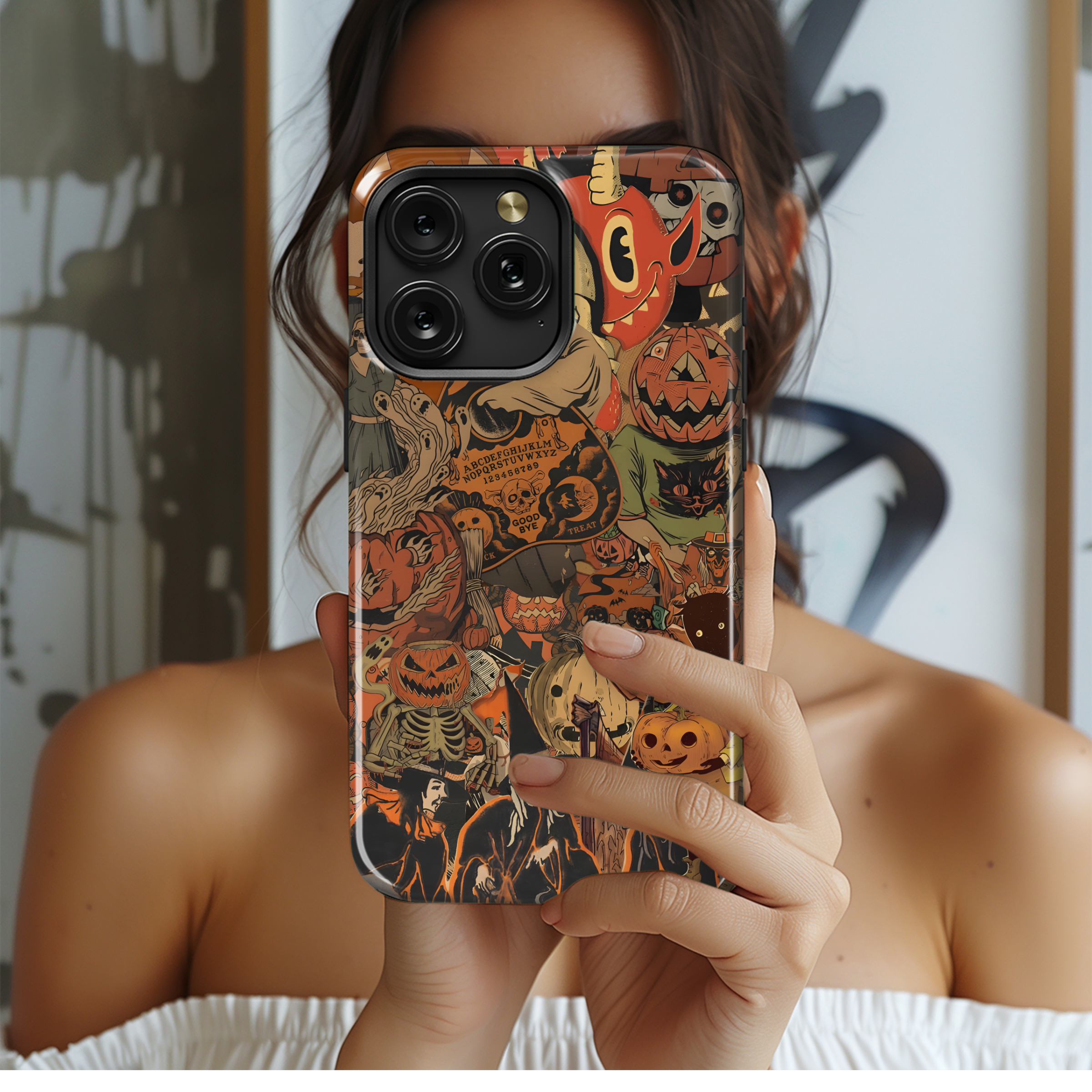 Halloween Gothic Spooky Pumpkin Head Phone Case iPhone Samsung Cover Pixel 2025