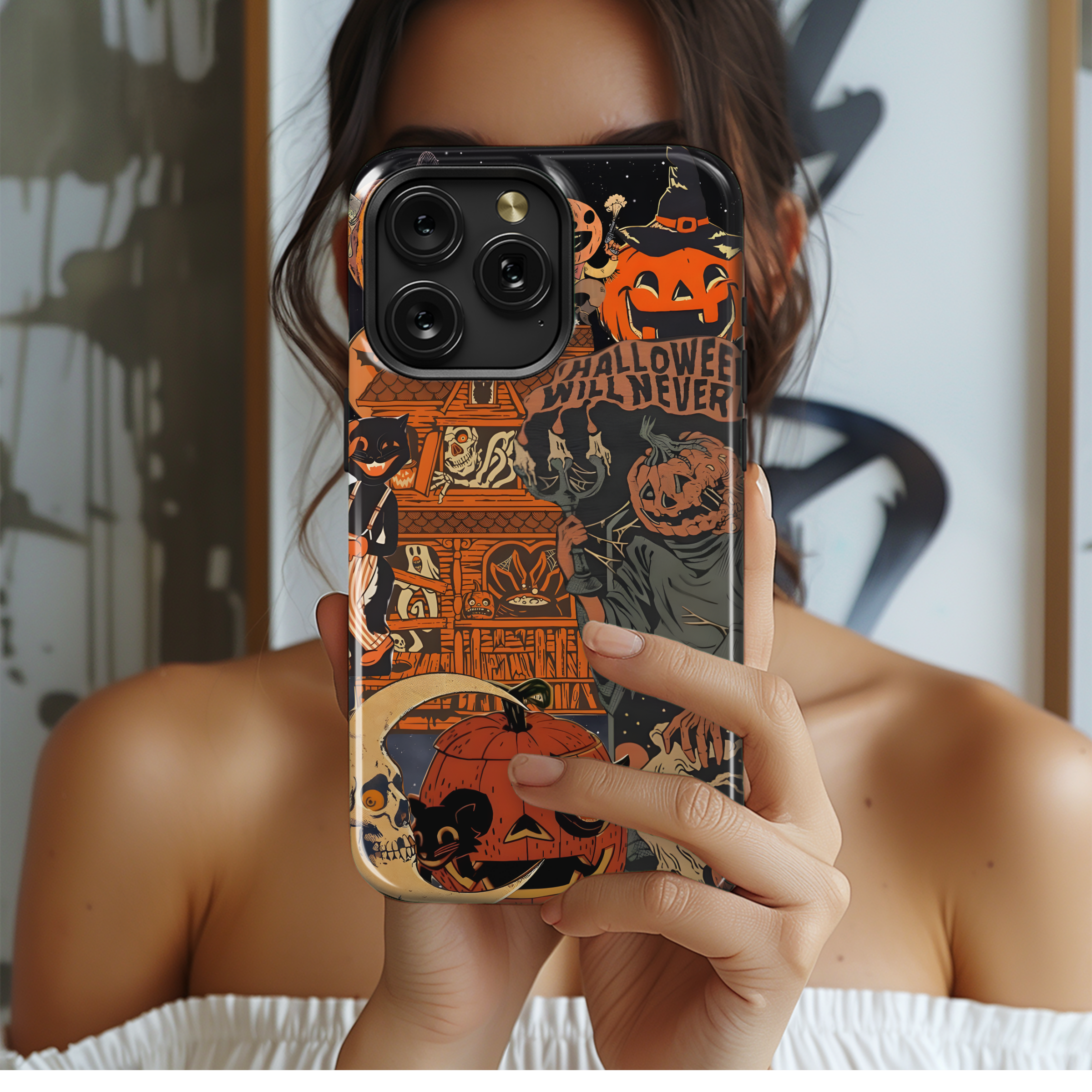 Halloween Gothic Spooky Pumpkin Head Phone Case iPhone Samsung Cover Pixel 2026