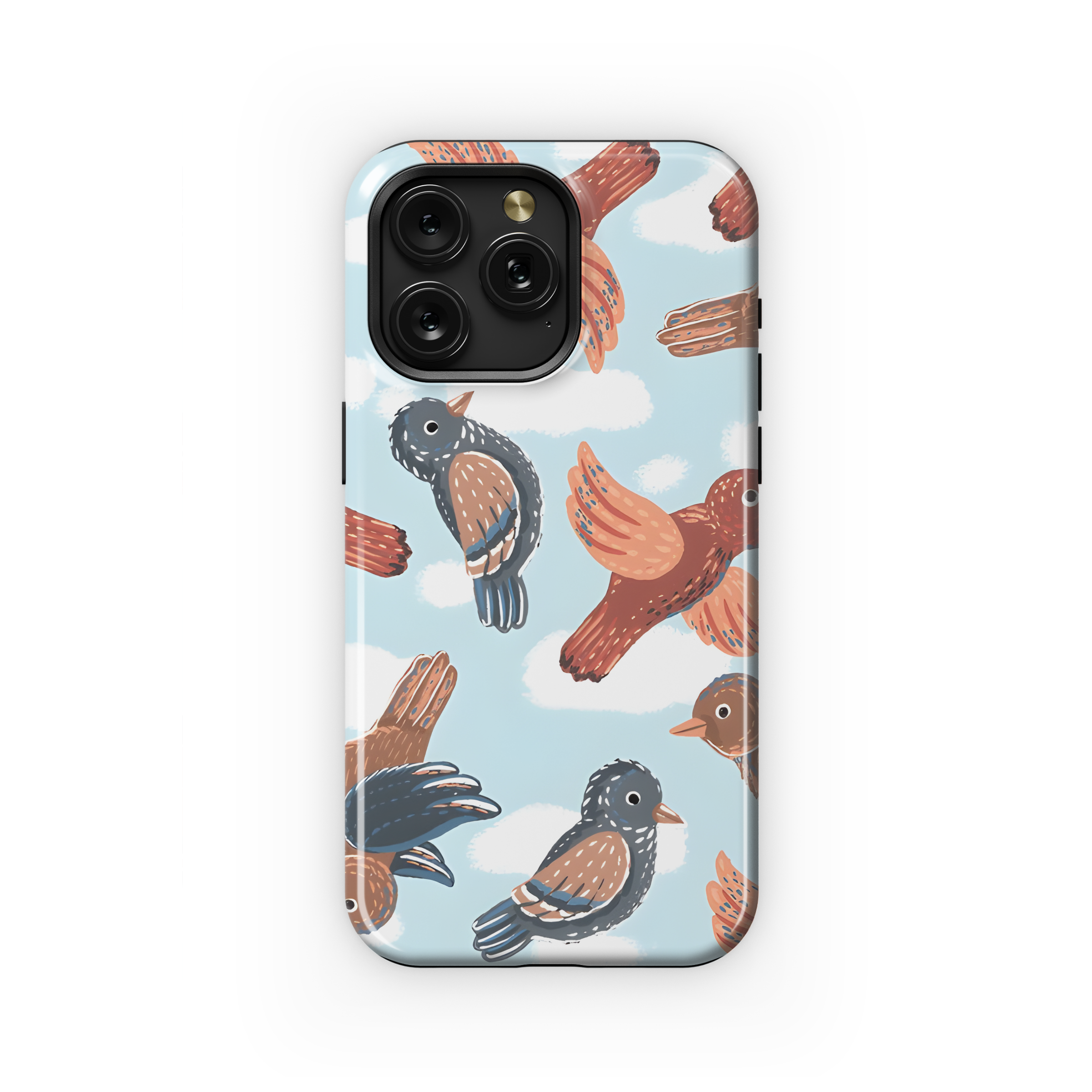 Hand Drawn Flying Birds Phone Case iPhone Samsung Cover Pixel 2652