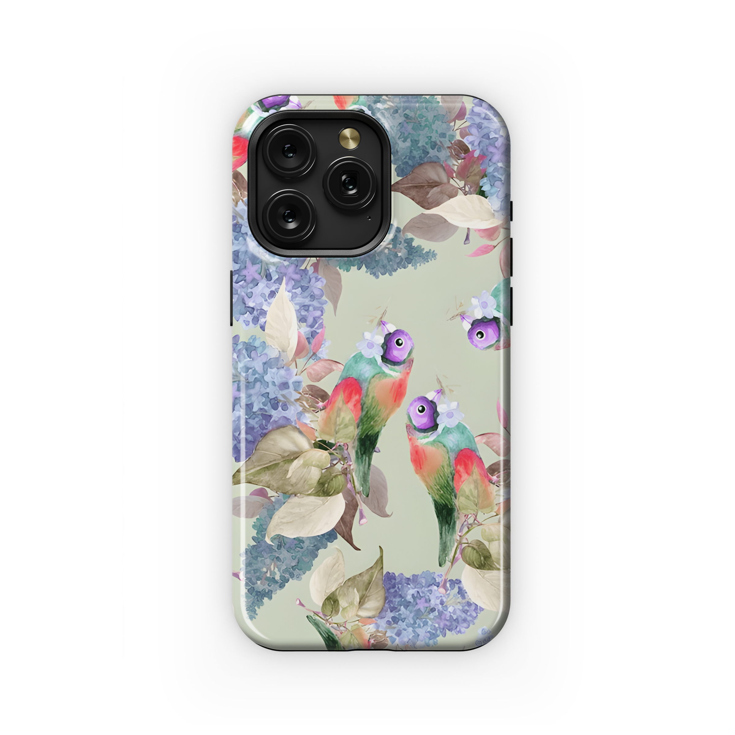 Hand painted watercolor bird lilac Phone Case iPhone Samsung Cover Pixel 2663