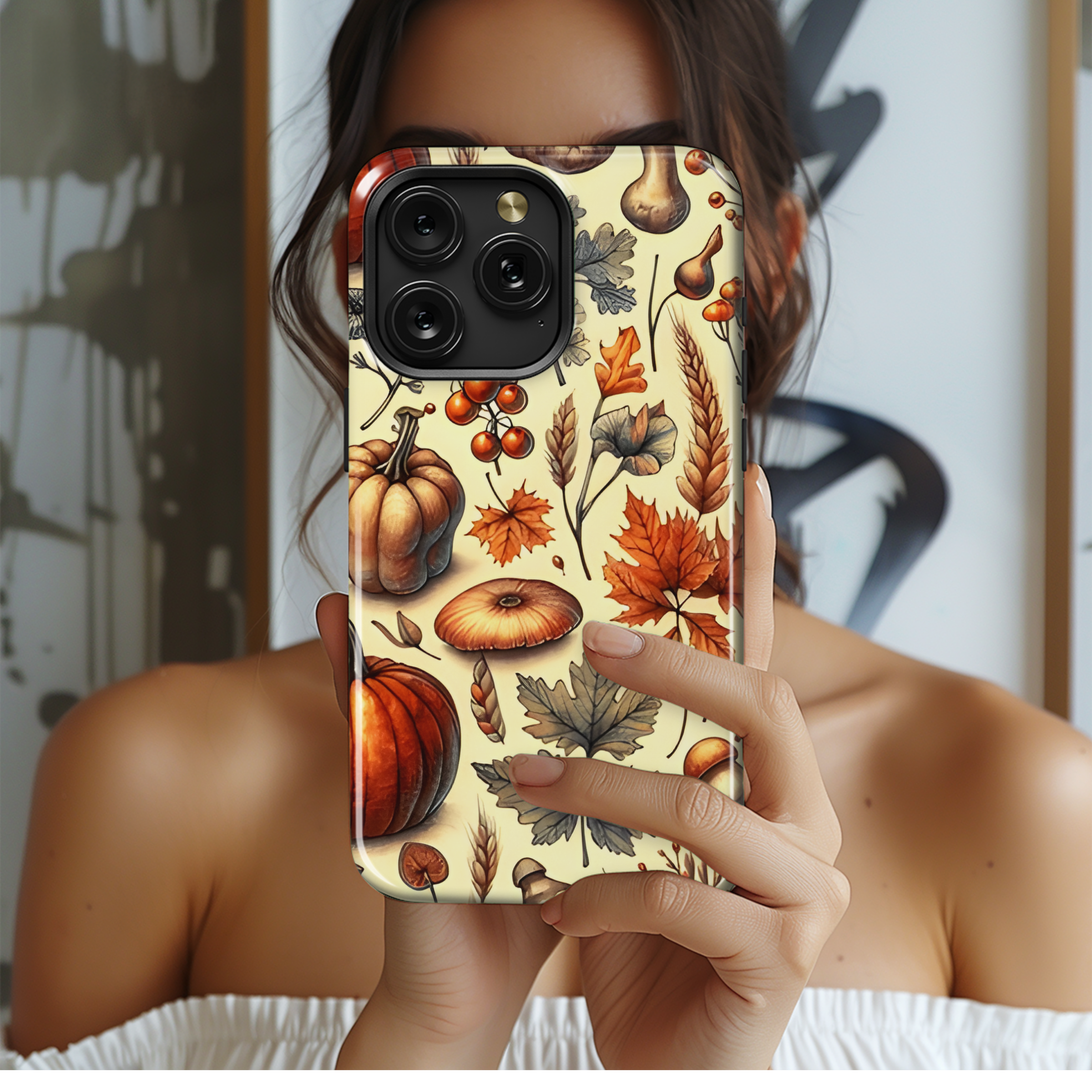 Hand-Drawn Watercolor Fall Pumpkin Pattern Phone Case iPhone Samsung Cover Pixel 2272