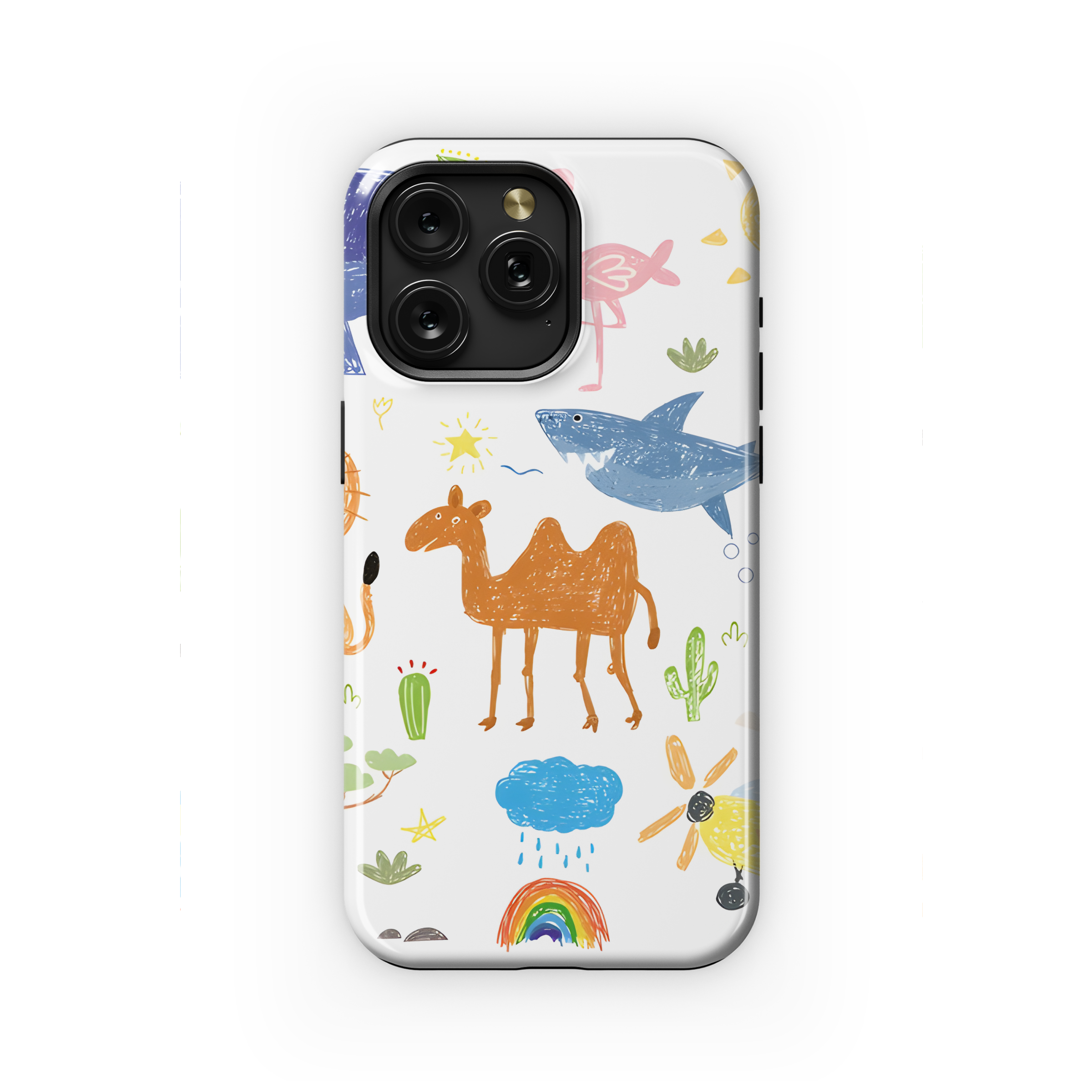 Happy Kids Doodle Animals Phone Case iPhone Samsung Cover Pixel 2253