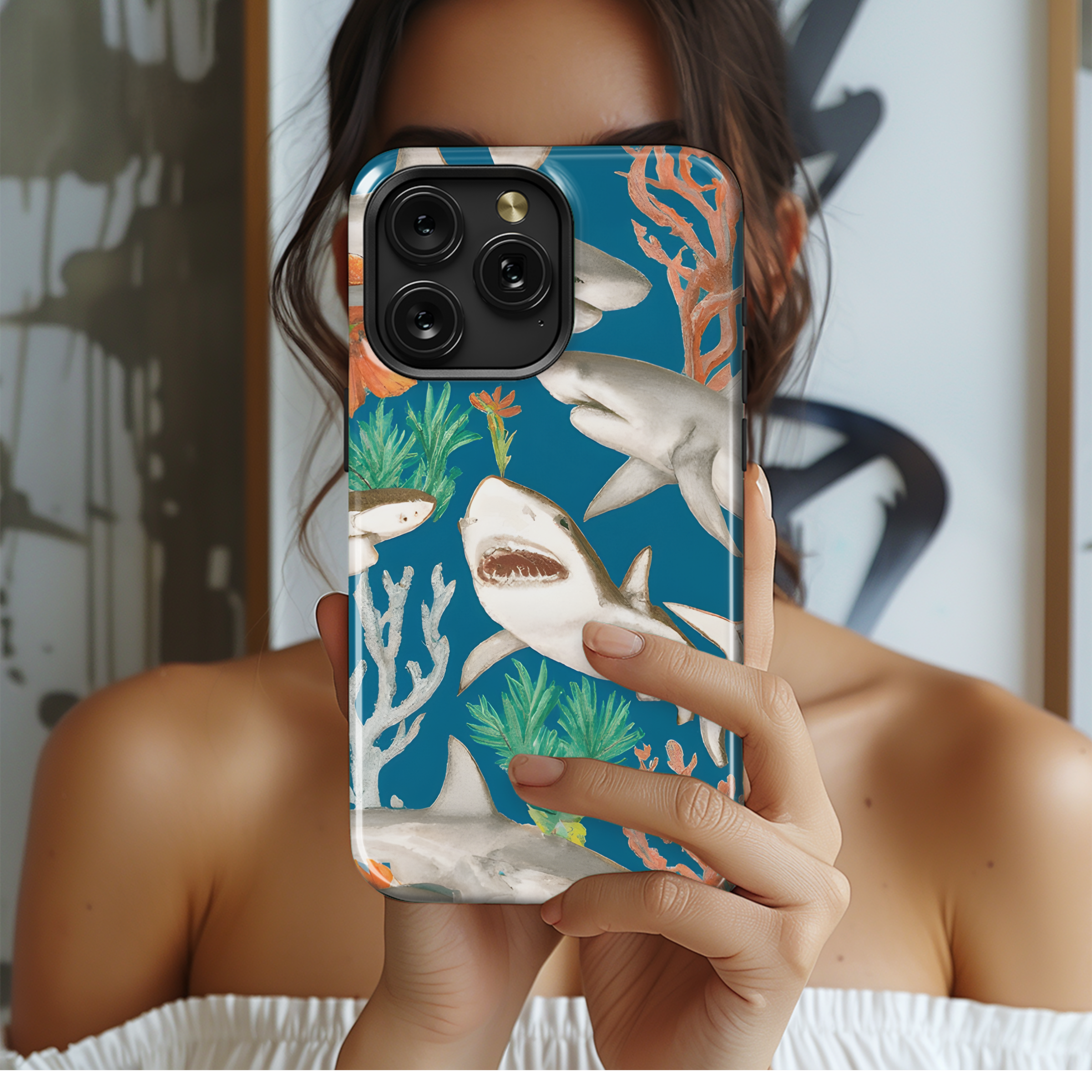 Happy Sharks Phone Case iPhone Samsung Cover Pixel 2946