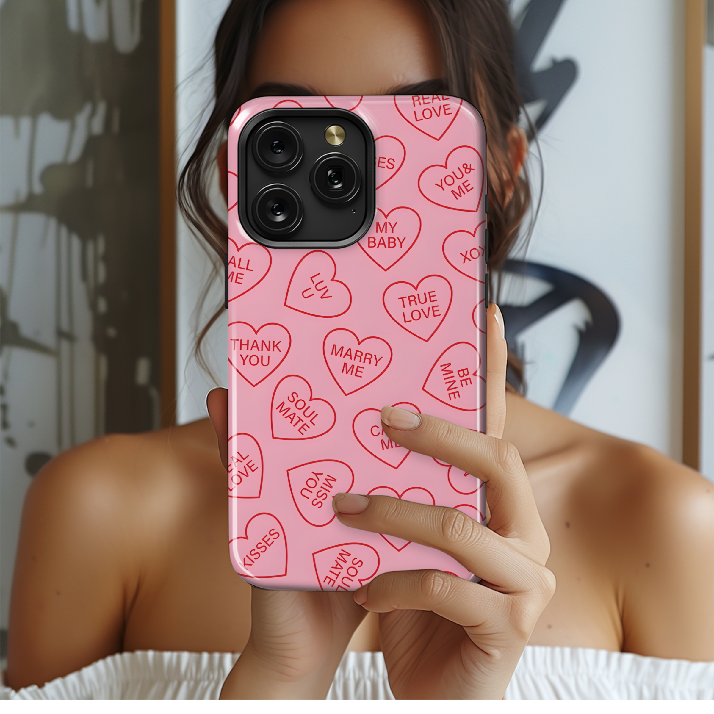 Hearts Pattern Phone Case iPhone Samsung Cover Pixel 2141