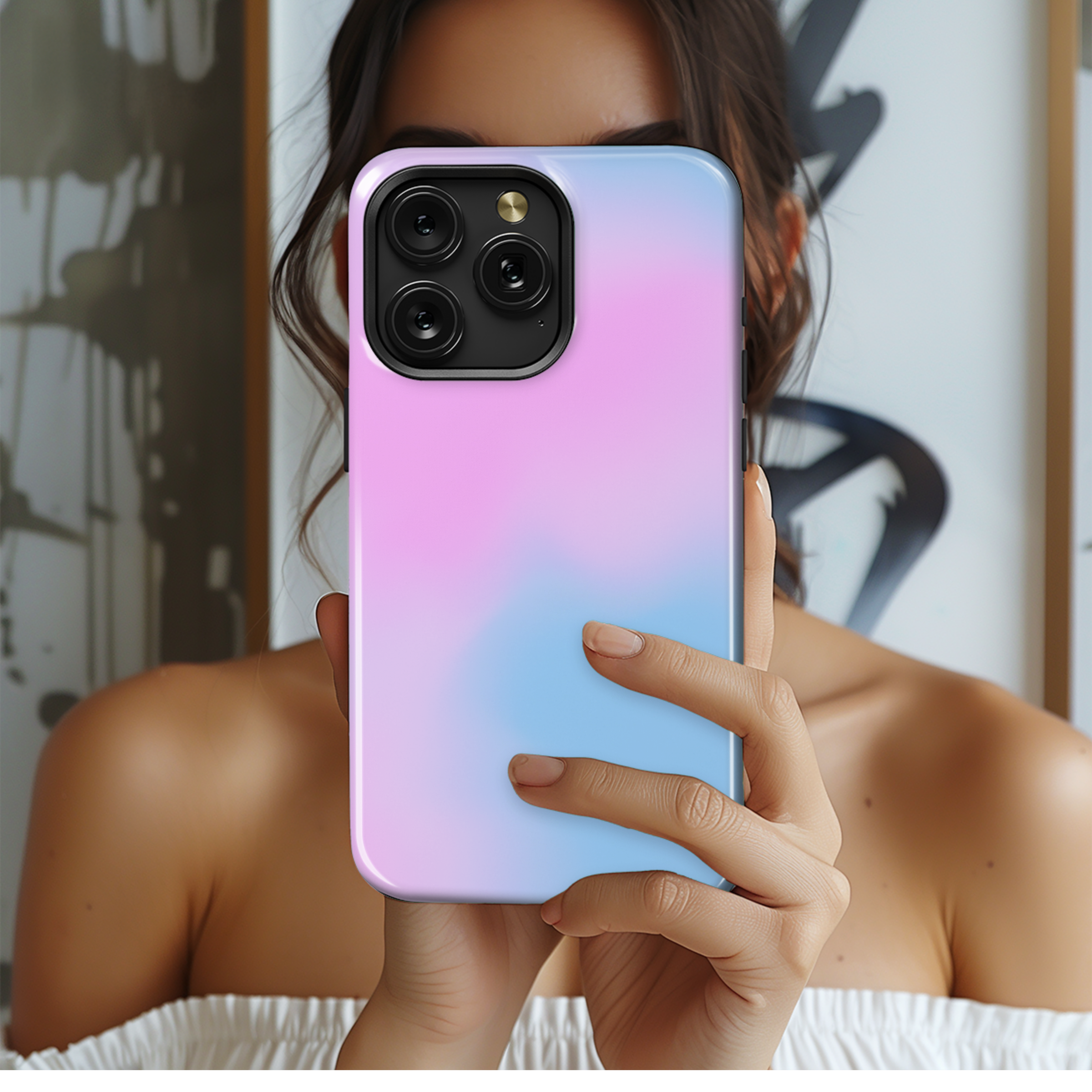 Holographic Gradient Aura Phone Case iPhone Samsung Cover Pixel 2427