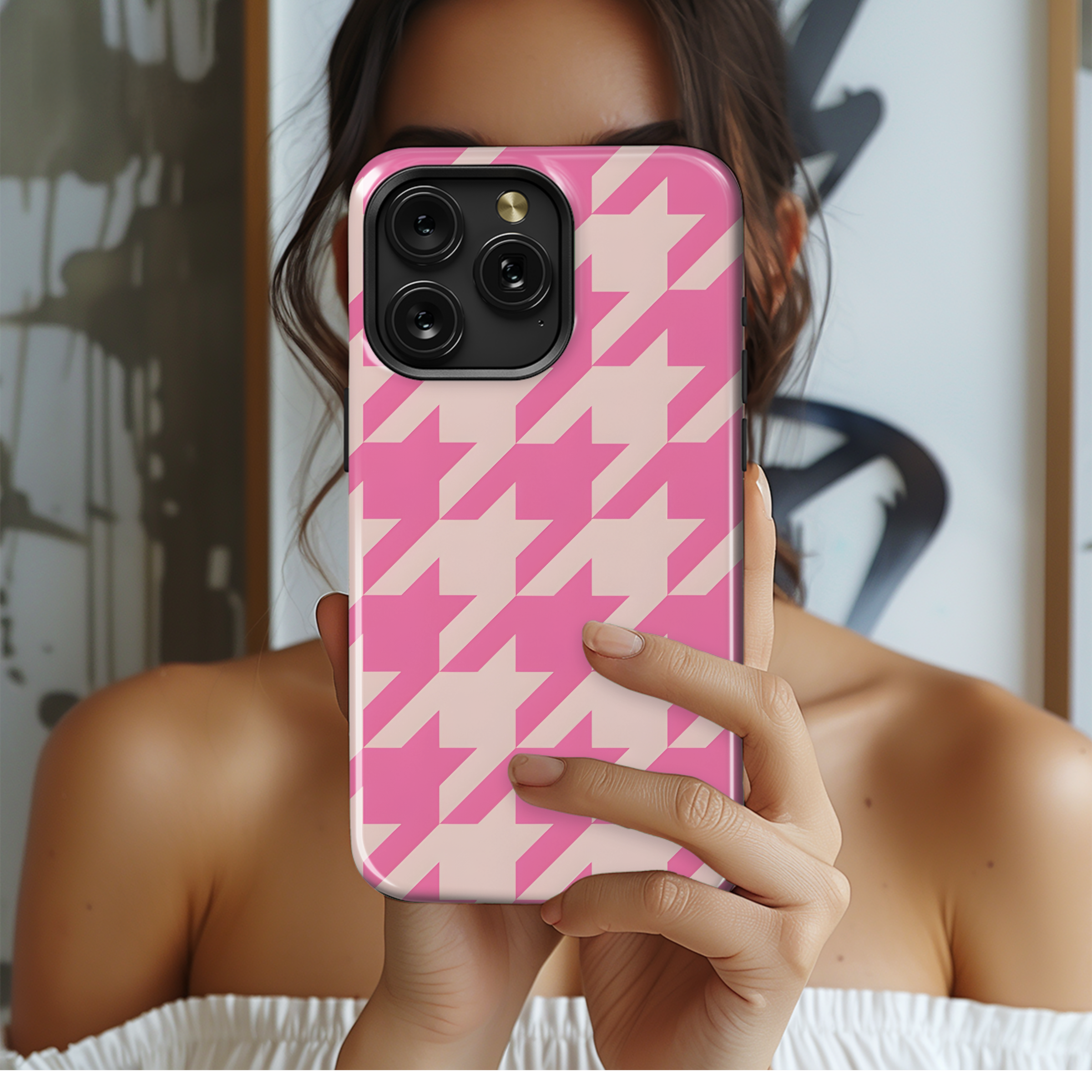 Houndstooth Pattern Phone Case iPhone Samsung Cover Pixel 2376