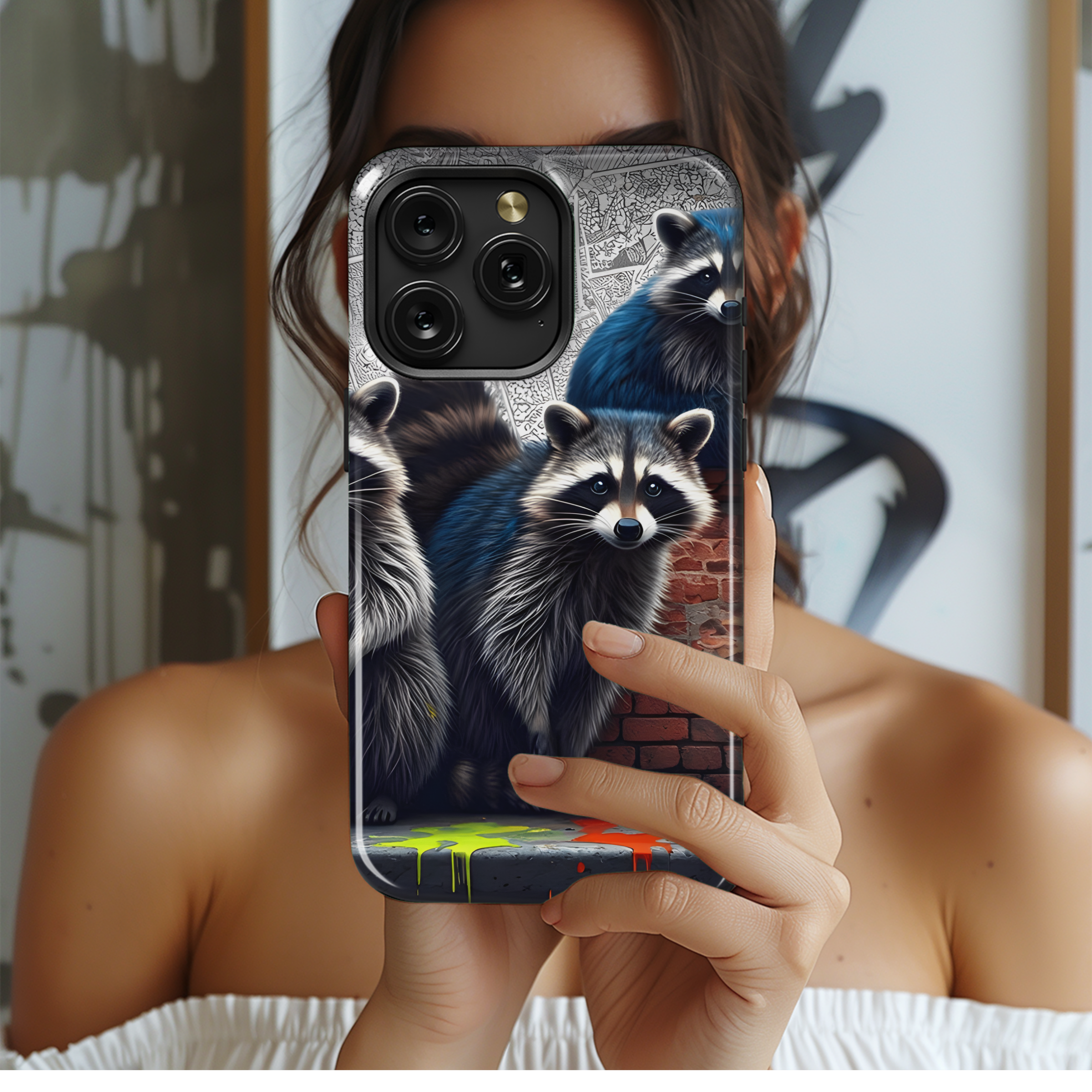 Hyperrealistic Cartoon Graffiti Raccoons Phone Case iPhone Samsung Cover Pixel 2236