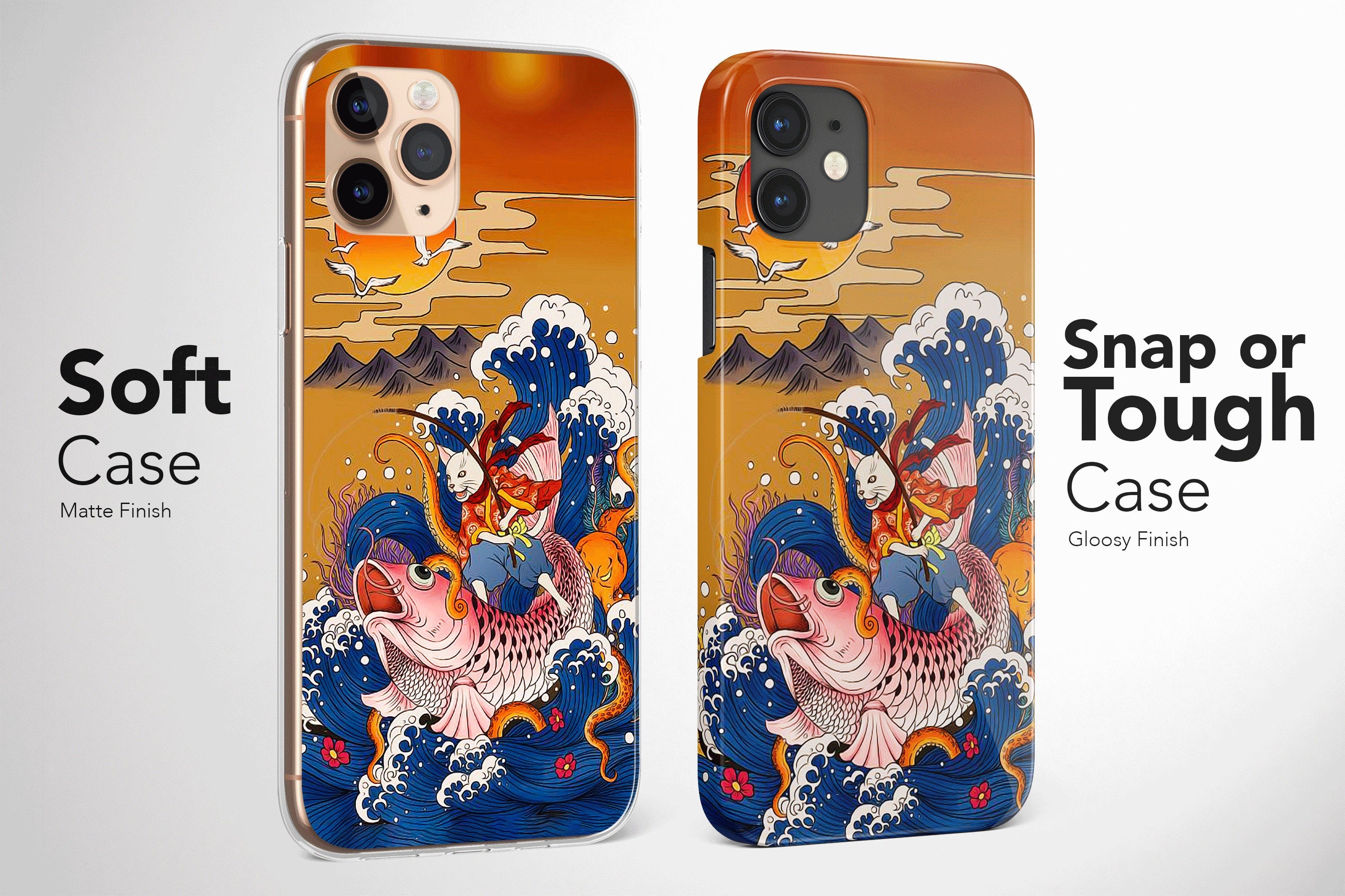 Japanese Wave Phone Case Kanagawa Cover for iPhone 15 Pro Max 14 Plus 13 12 Mini 11 XR XS X 7+ 8 SE Samsung S23 S22 S21 Google Pixel 7 6