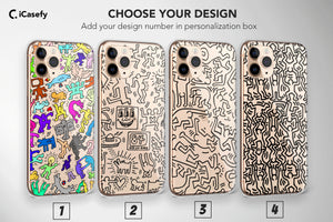 Clear Keith Haring Art Phone Case Cover for iPhone 15 Pro Max 14 Plus 13 12 Mini 11 XR XS X 7 8 SE Samsung S23 S22 S21 Note Google Pixel 7 6