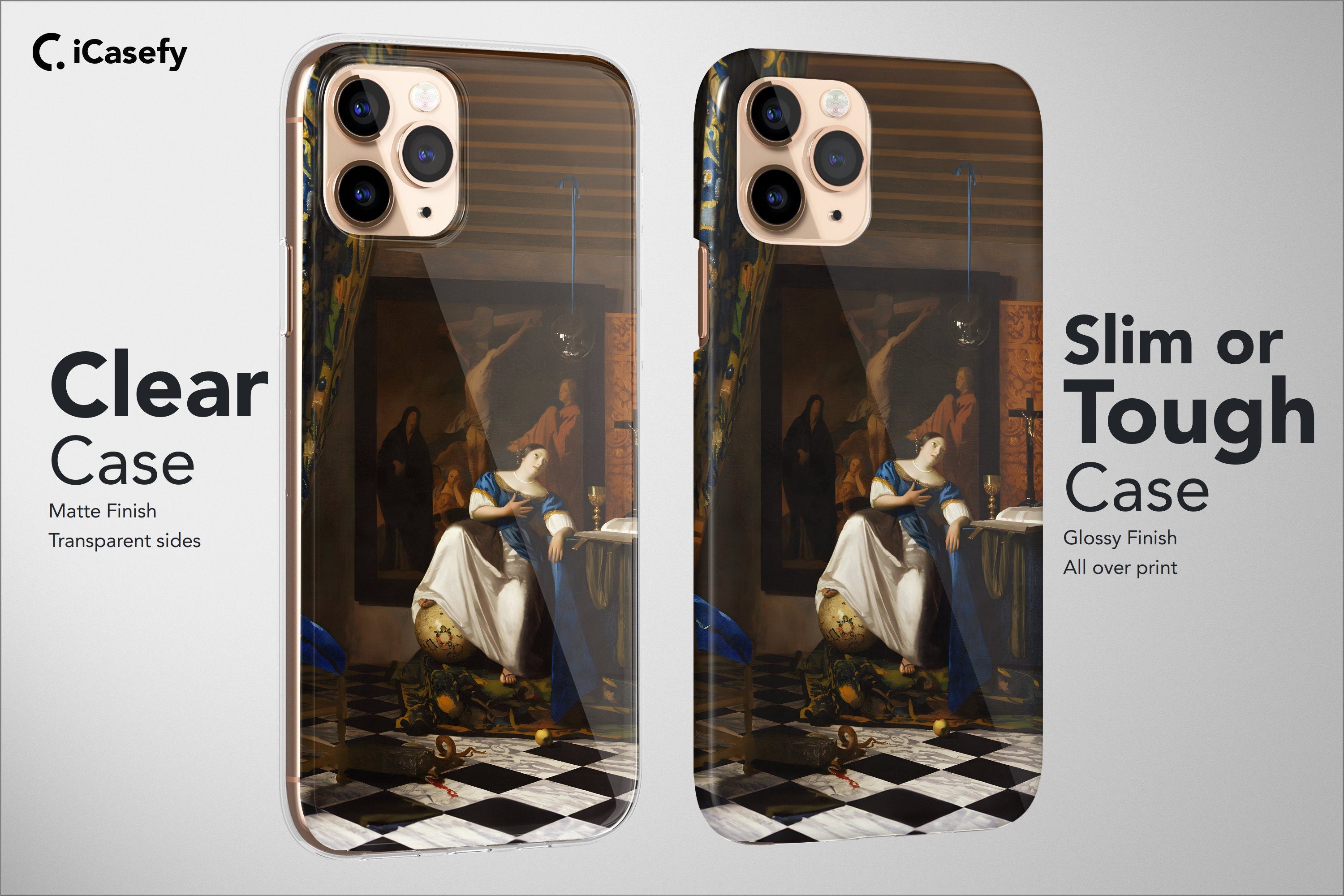 Johannes Vermeer Phone Case Baroque Art Cover for iPhone 15 Pro Max 14 Plus 13 12 Mini 11 XR XS X 7+ 8 SE Samsung S23 S22 Google Pixel 8 7 6 - Allegory of the Catholic Faith