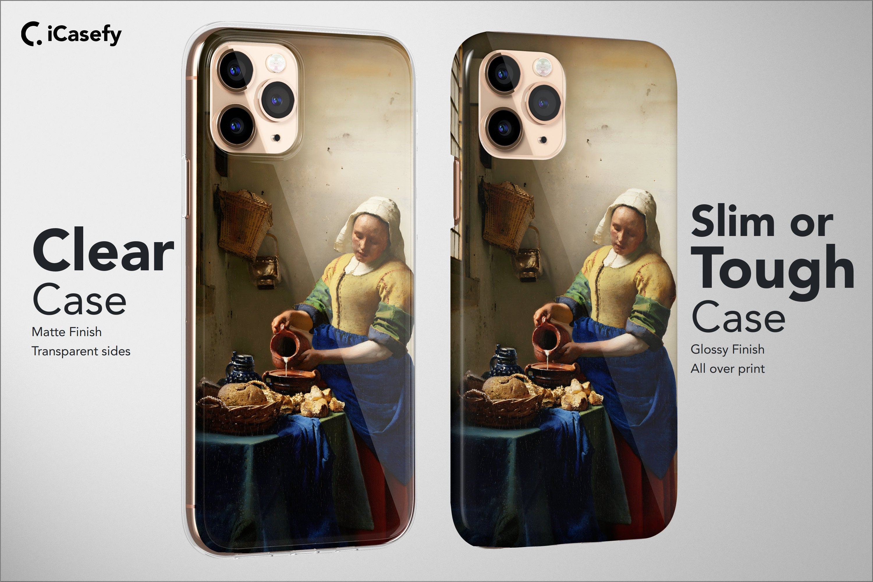 Johannes Vermeer Phone Case Baroque Art Cover for iPhone 15 Pro Max 14 Plus 13 12 Mini 11 XR XS X 7+ 8 SE Samsung S23 S22 Google Pixel 8 7 6 - The Milkmaid