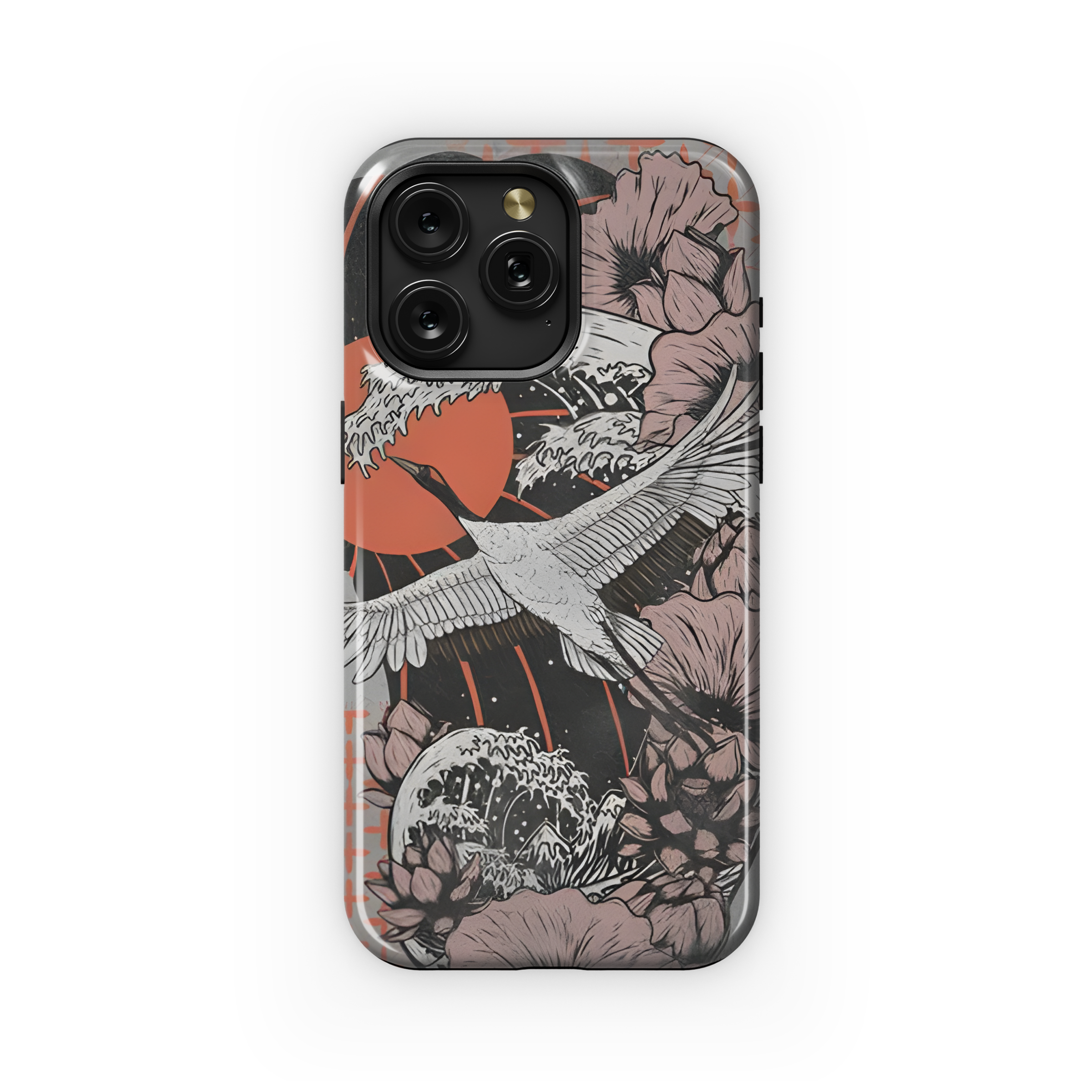 Japanese Art Red Moon Phone Case iPhone Samsung Cover Pixel 1784