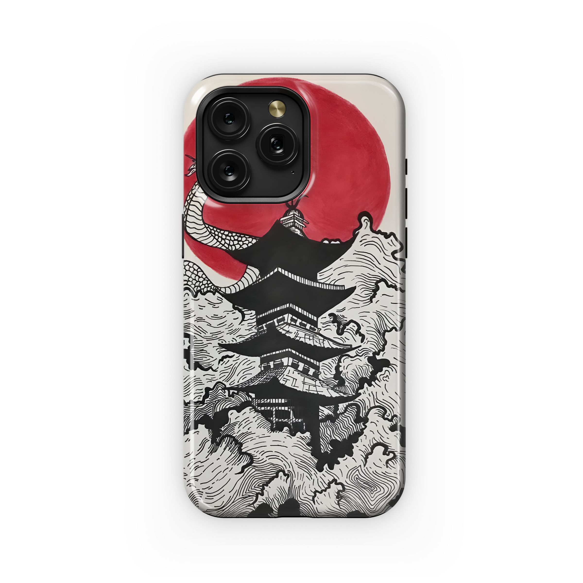 Japanese Art Red Moon Phone Case iPhone Samsung Cover Pixel 1785