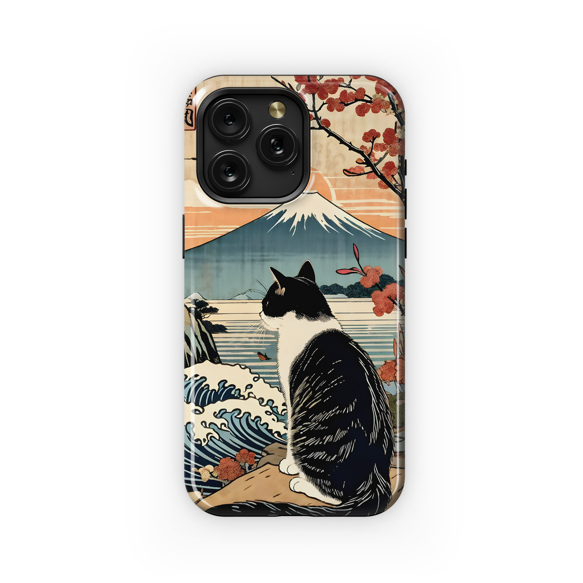 Japanese Cat Landscape Phone Case iPhone Samsung Cover Pixel 3562