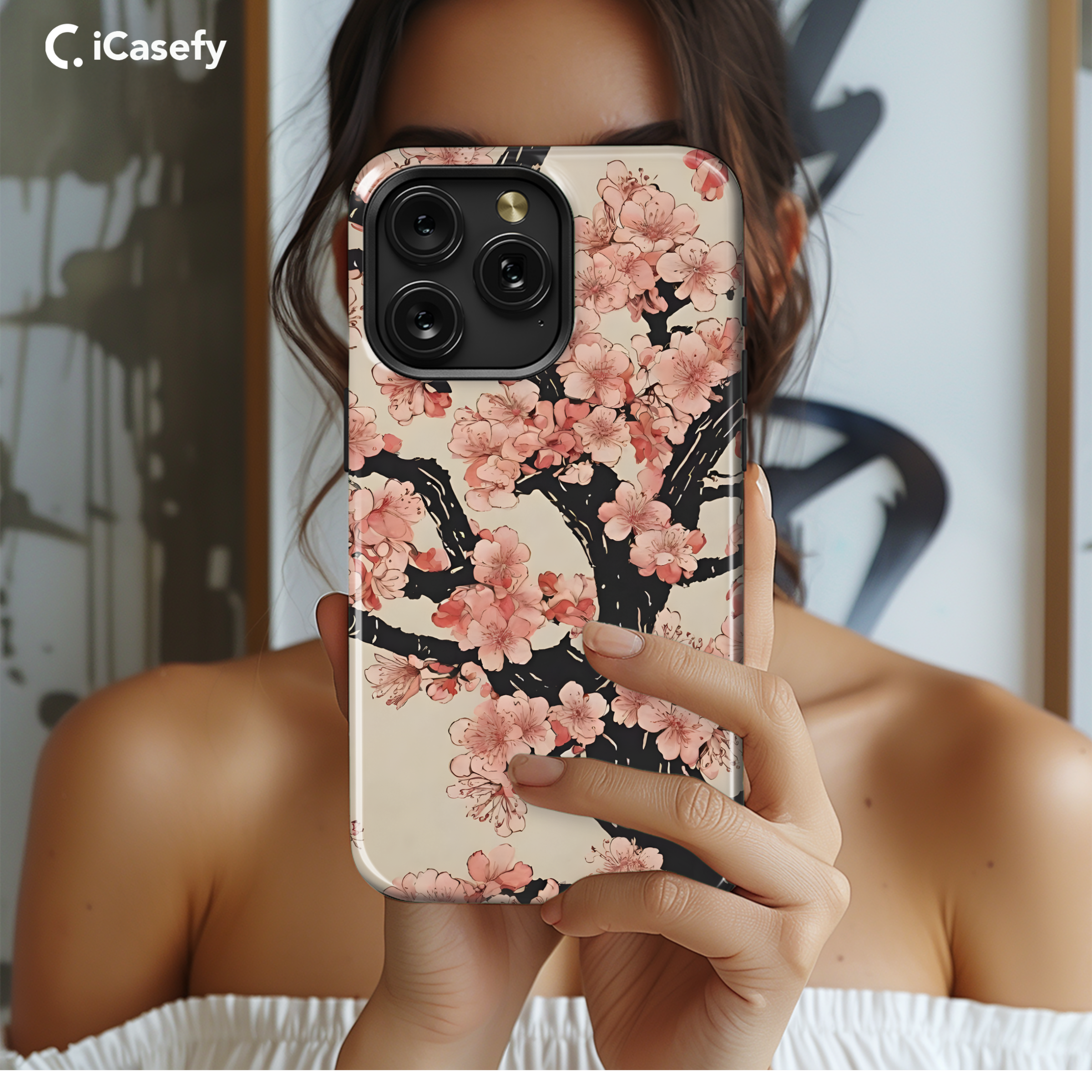 Japanese Cherry Blossom Pink Petals Tree Phone Case iPhone Samsung Cover Pixel 1901