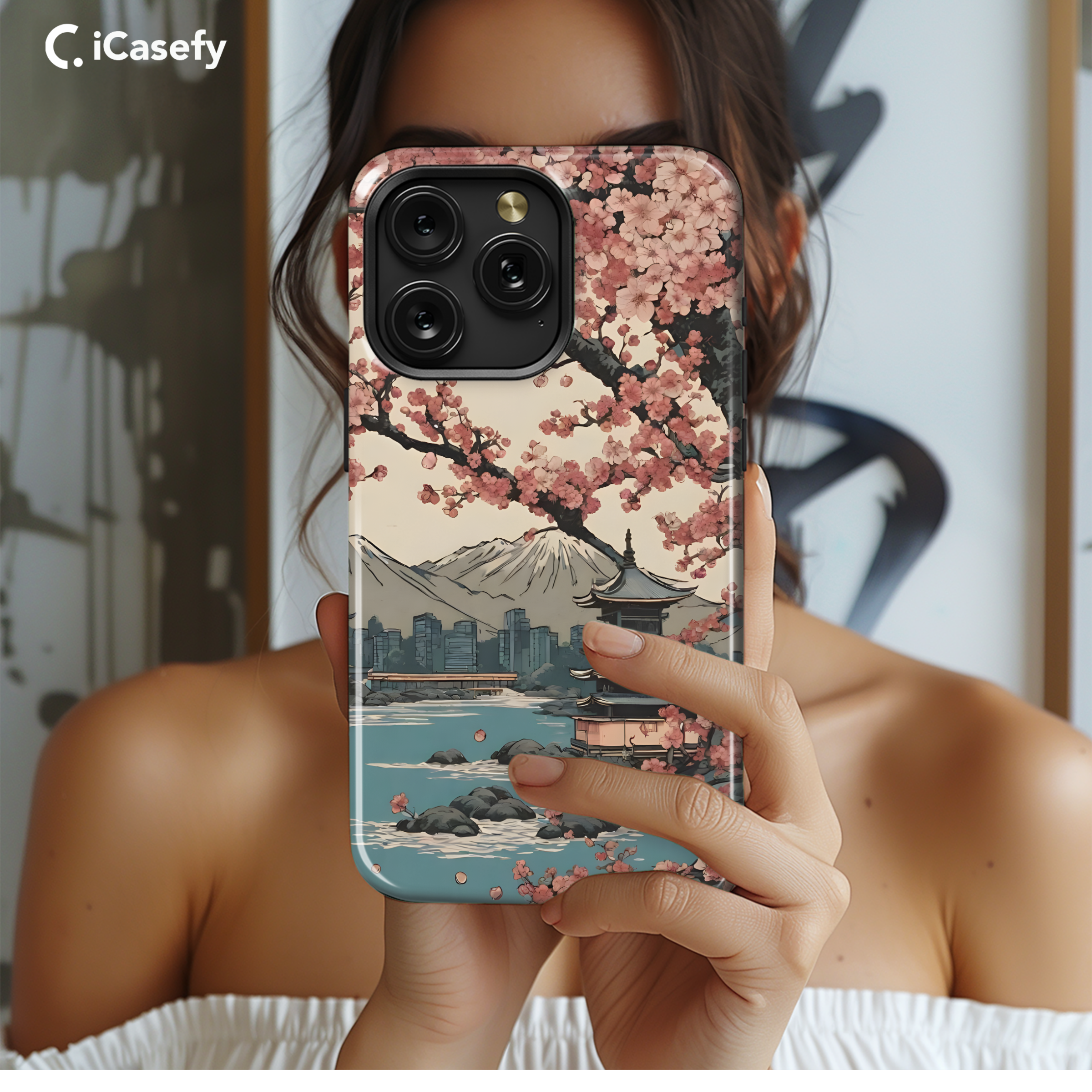 Japanese Landscape Cherry Blossom Sakura Phone Case iPhone Samsung Cover Pixel 1898