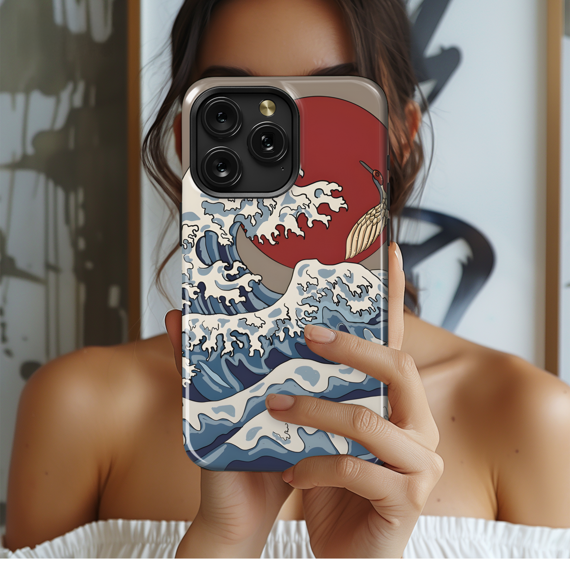 Japanese Wave Crane Phone Case iPhone Samsung Cover Pixel 2564