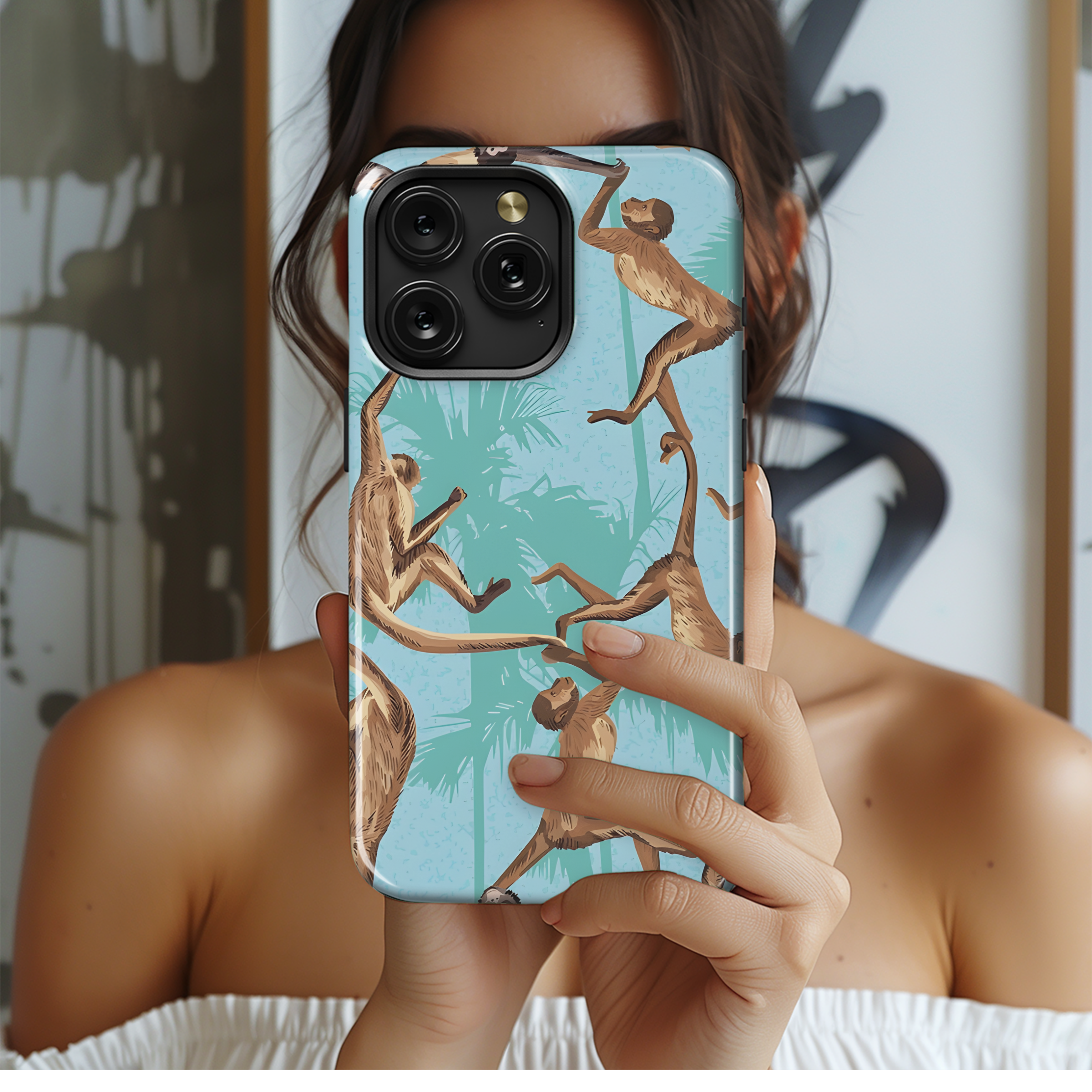 Jungle Monkeys Palm Tree Phone Case iPhone Samsung Cover Pixel 2801