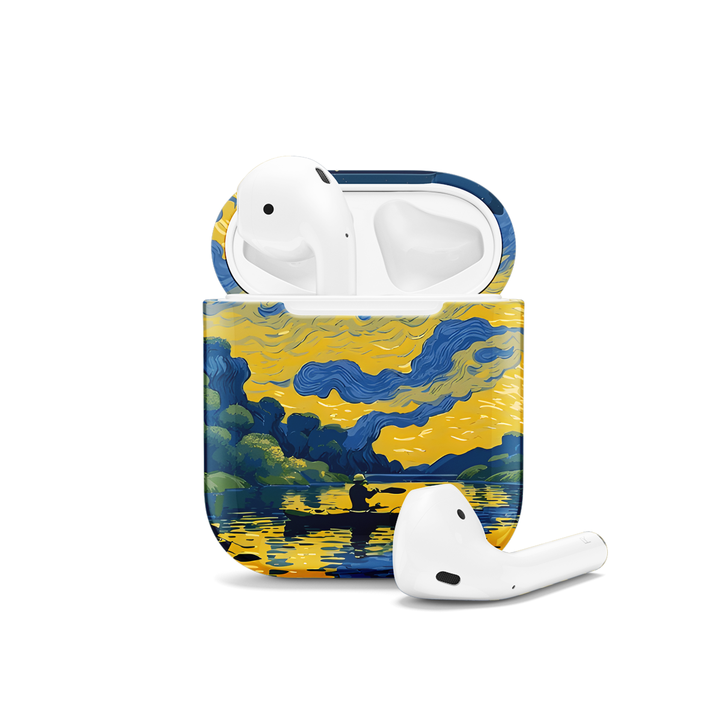 Kayak Fishing Van Gogh Sunset Art AirPods Case AirPods Pro AirPods Pro 2 AirPods 3 AirPods 2 Glossy 2422