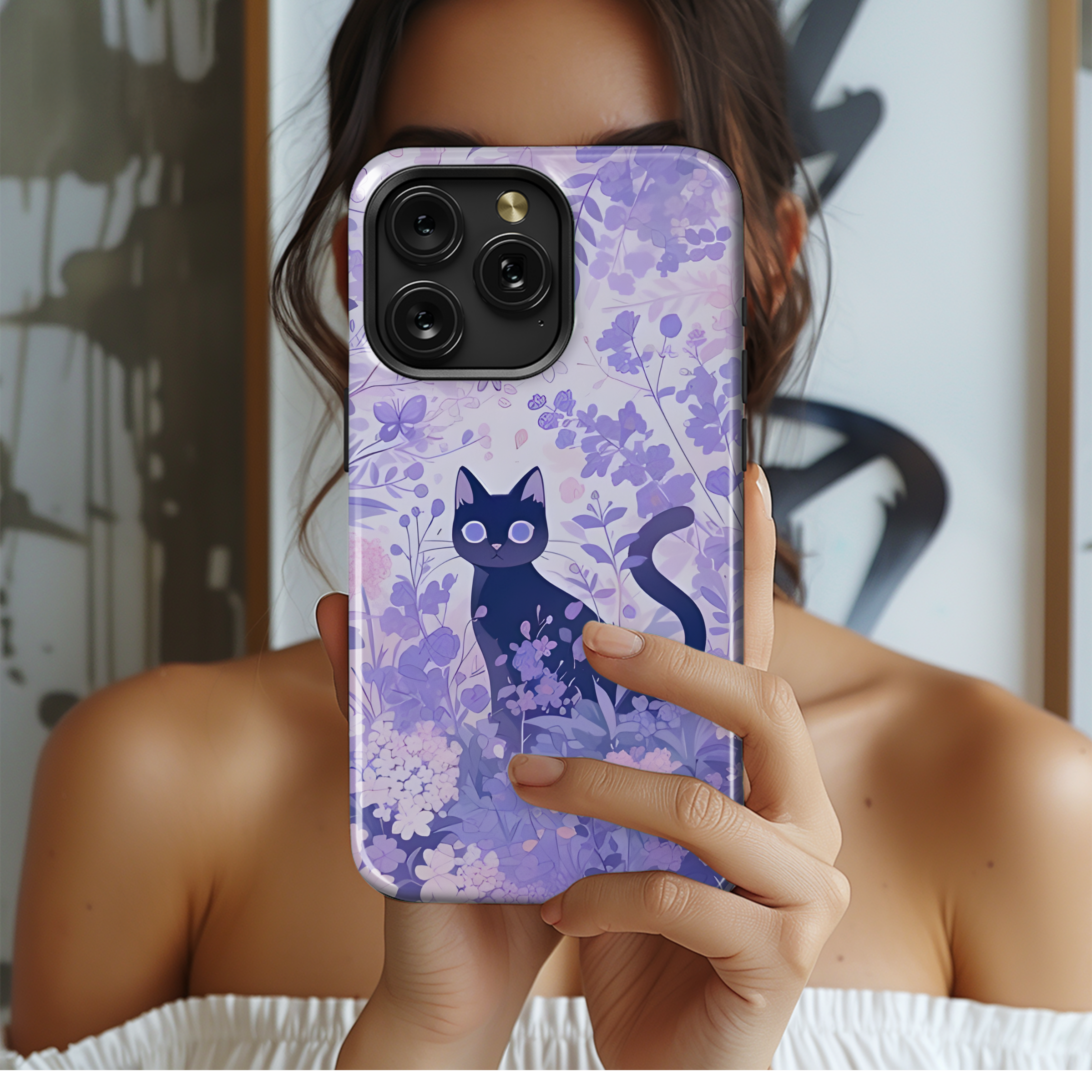 Lavender Cat Garden
 Phone Case iPhone Samsung Cover Pixel 4197