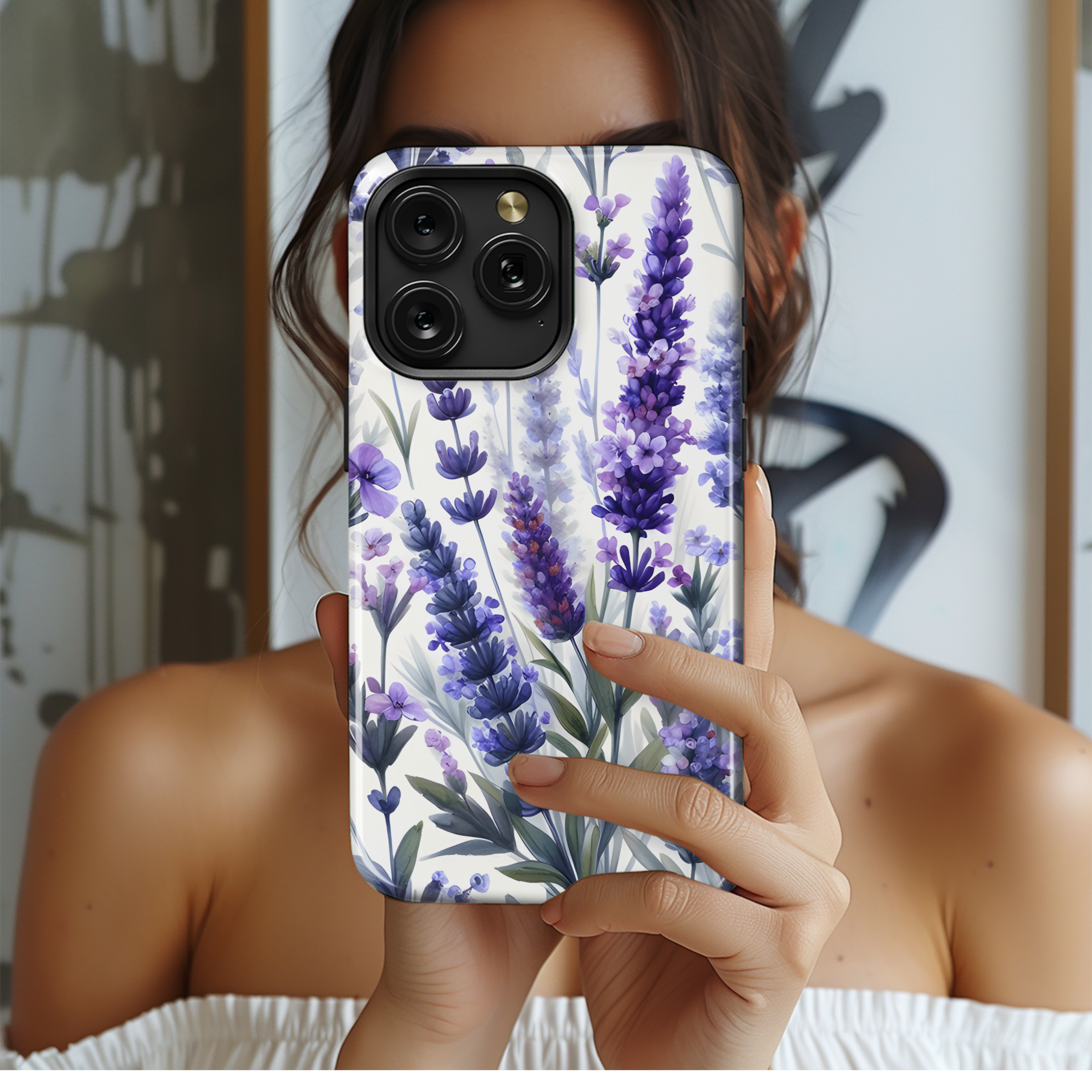 Lavender flowers watercolor Phone Case iPhone Samsung Cover Pixel 2880