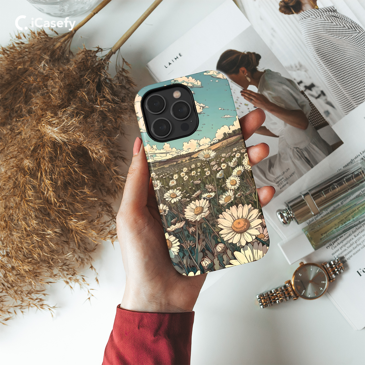 LoFi Flower Daisy Landscape Phone Case iPhone Samsung Cover Pixel 1651