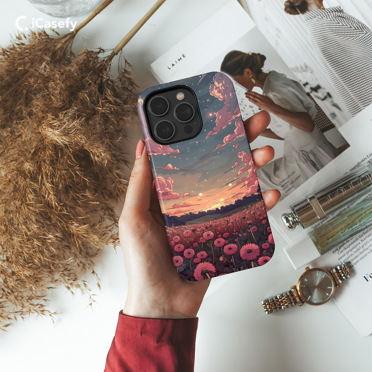 LoFi Flower Daisy Landscape Phone Case iPhone Samsung Cover Pixel 1652