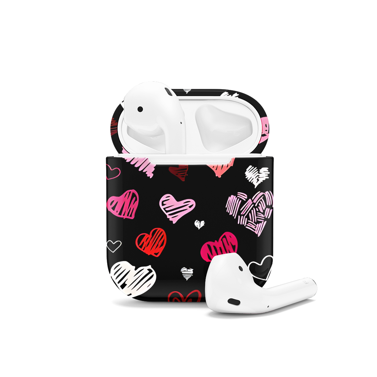 Love Core Pink Dark Seamless Hearts AirPods Case AirPods Pro AirPods Pro 2 AirPods 3 AirPods 2 Glossy 1633