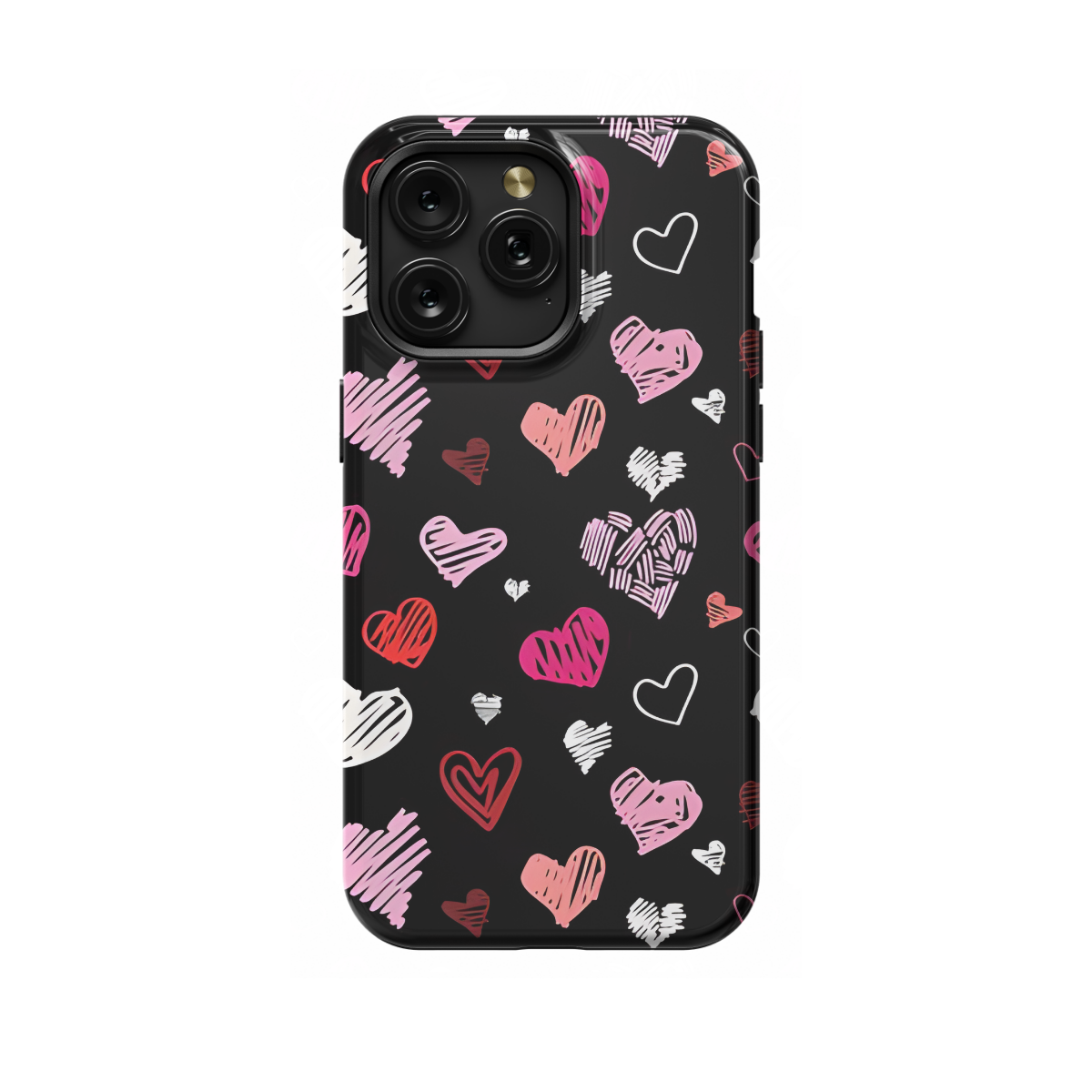 Love Core Pink Dark Seamless Hearts Phone Case iPhone Samsung Cover Pixel 1633