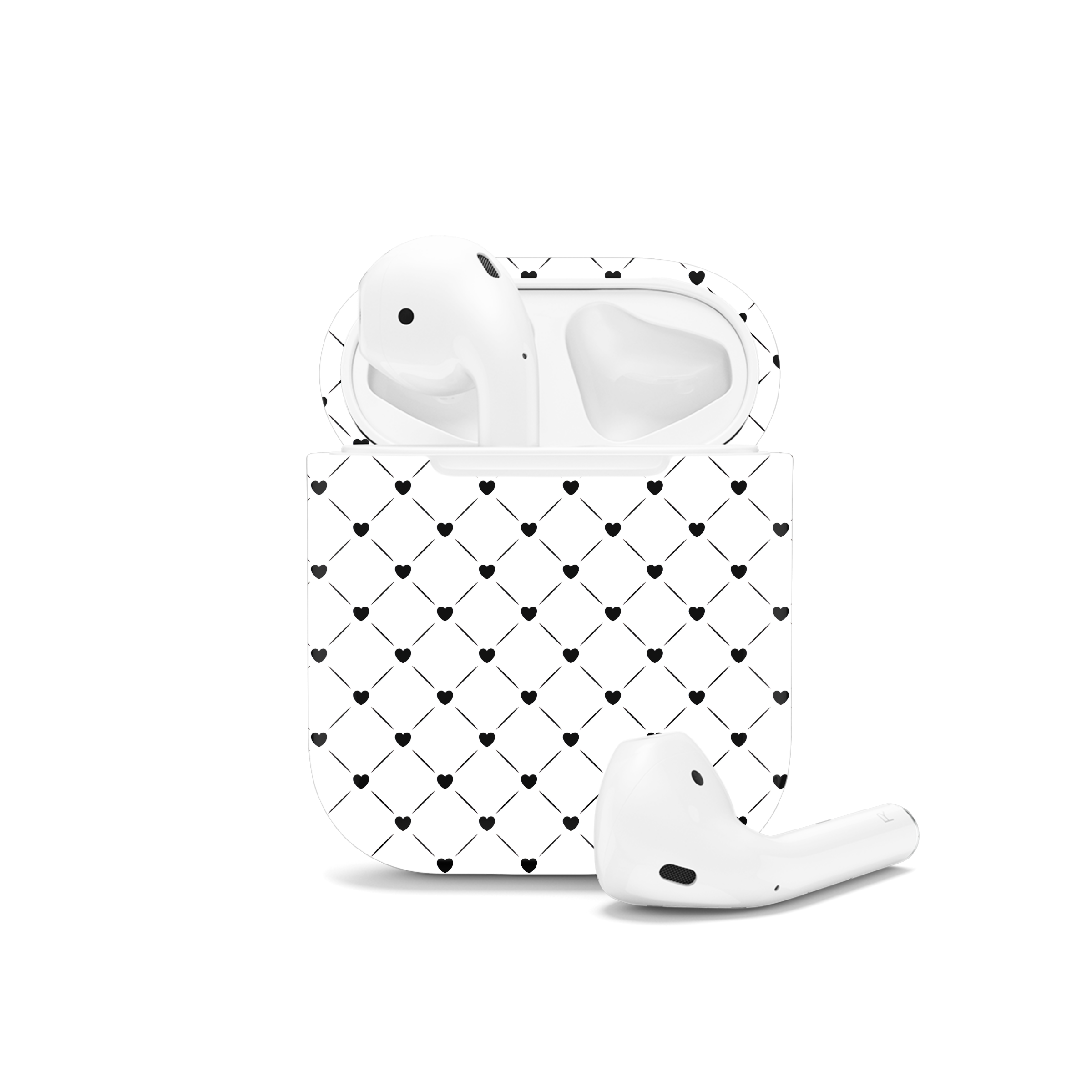 Love Heart Line Black White Pattern AirPods Case AirPods Pro AirPods Pro 2 AirPods 3 AirPods 2 Glossy 2146