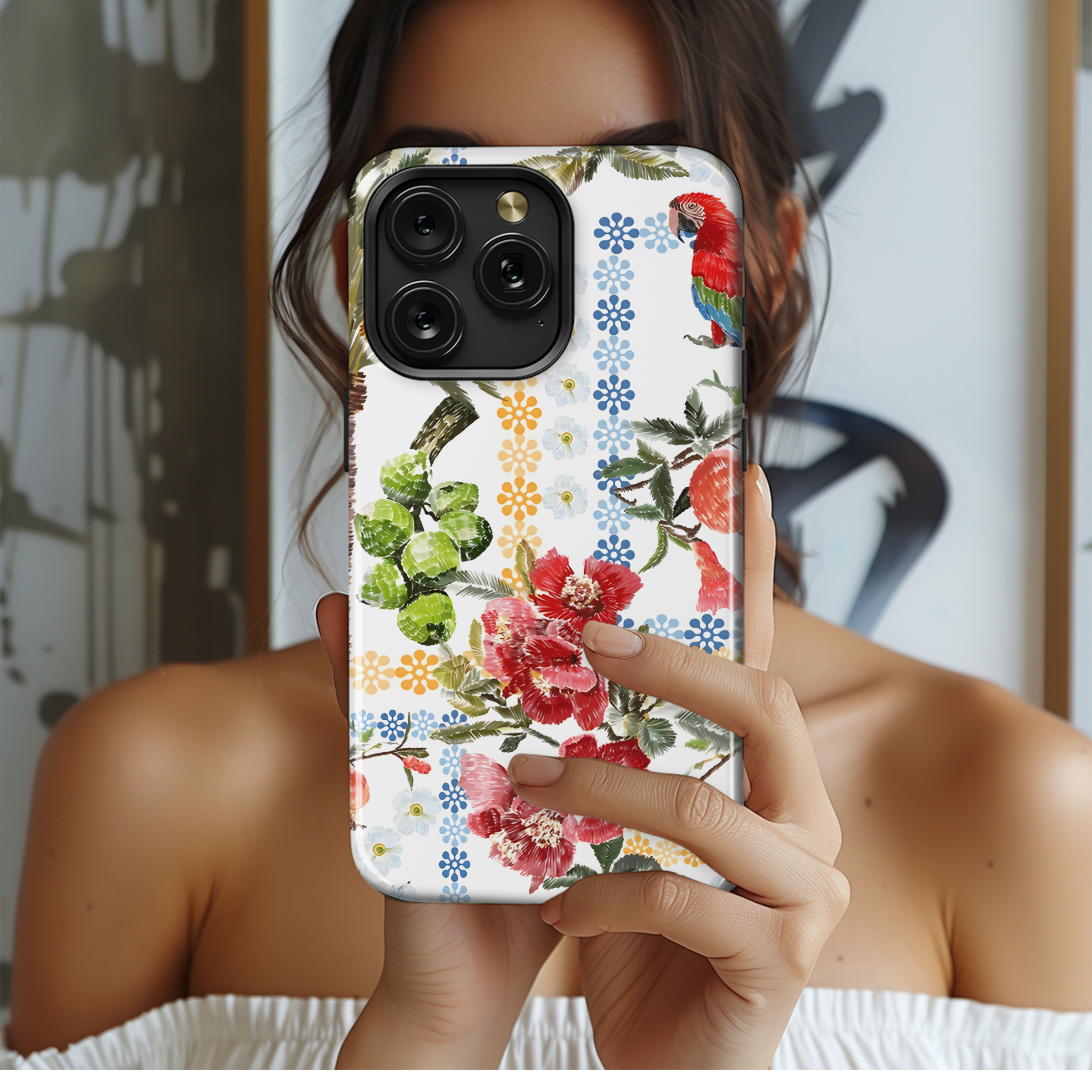 Macaw Floral Tropical Print Phone Case iPhone Samsung Cover Pixel 2255