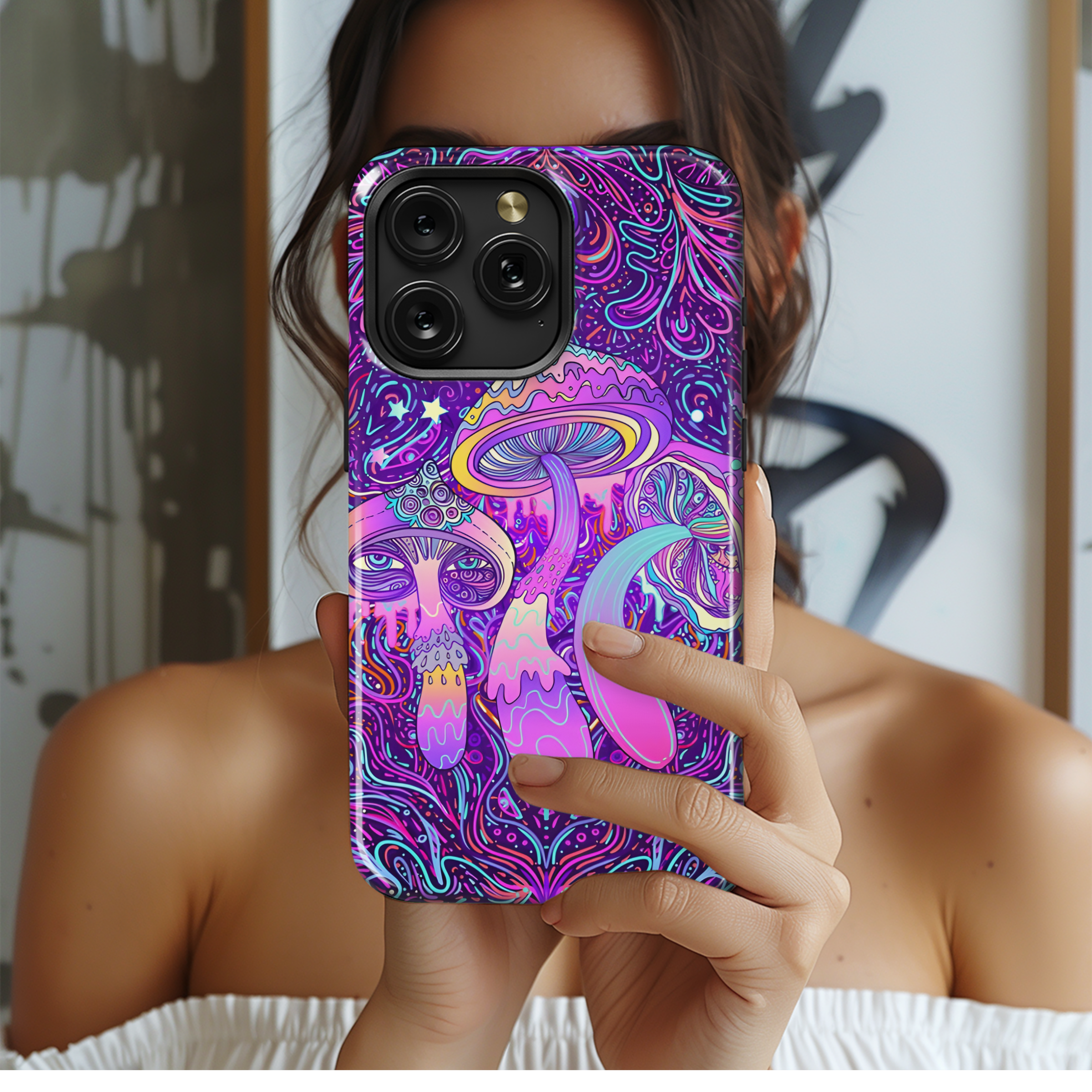 Magic Mushrooms Seamless Hippie Pattern Phone Case iPhone Samsung Cover Pixel 2170