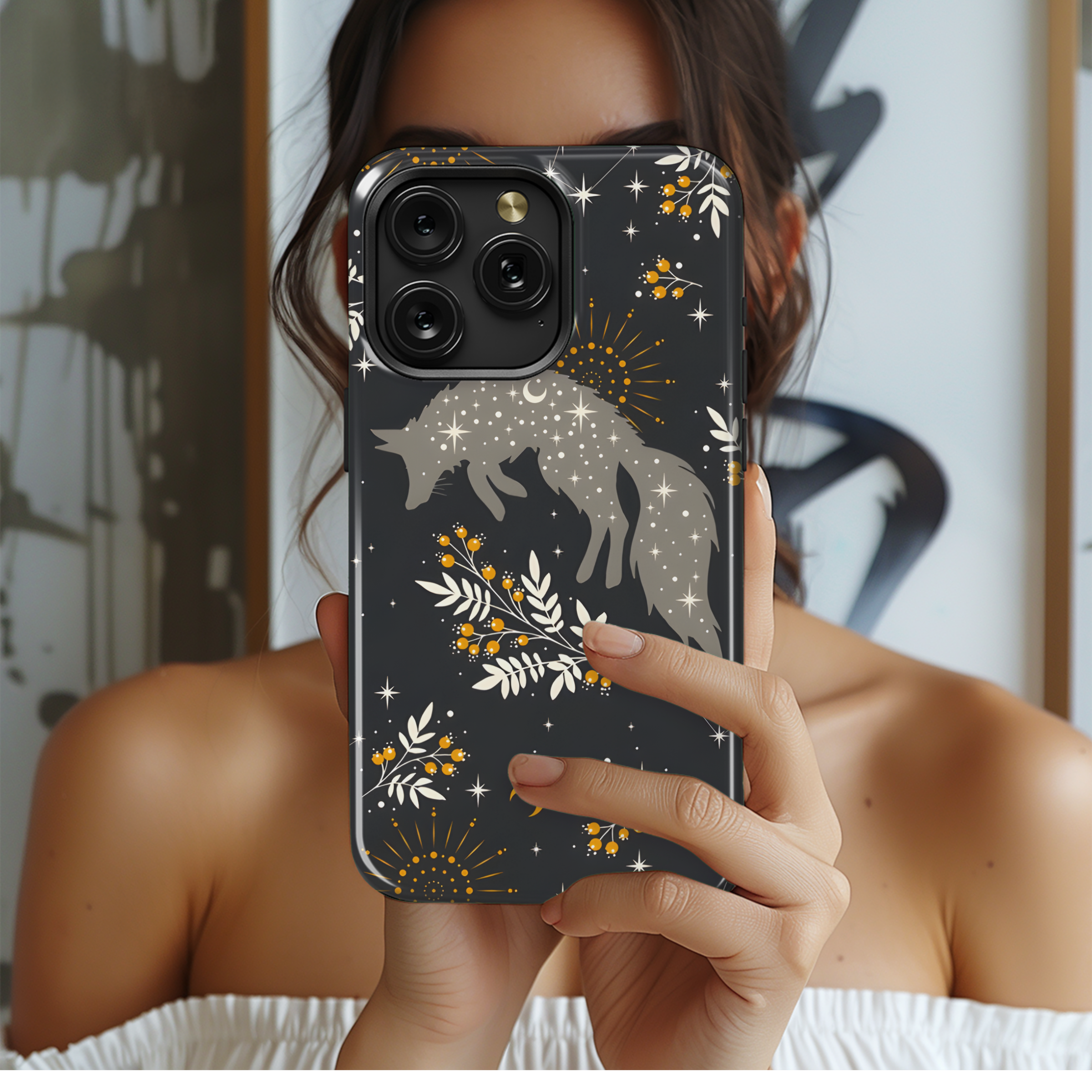 Magical Fox Constellations Boho Phone Case iPhone Samsung Cover Pixel 2730