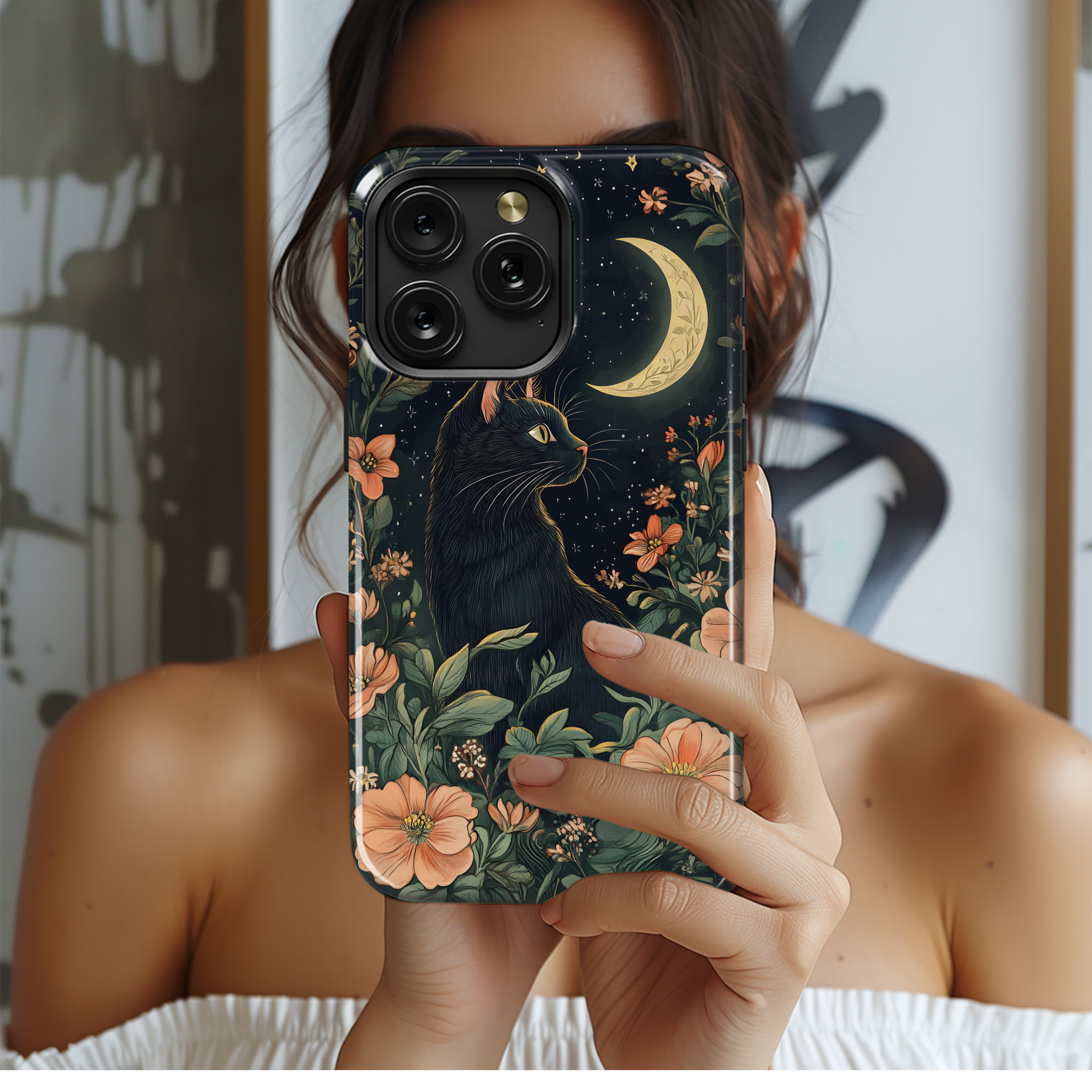 Midnight Cat Garden
 Phone Case iPhone Samsung Cover Pixel 4002