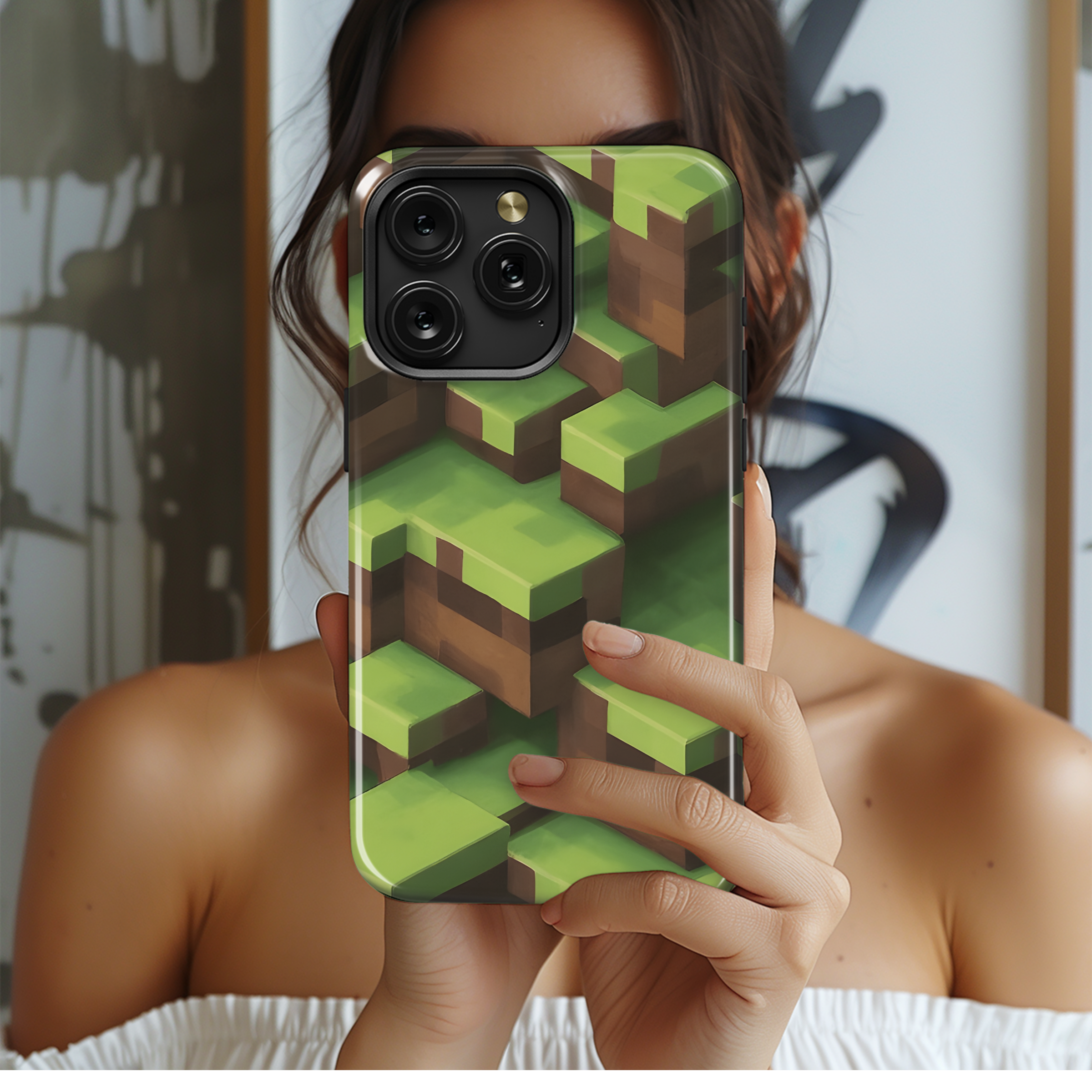 Minecraft Dirt Blocks Phone Case iPhone Samsung Cover Pixel 2738