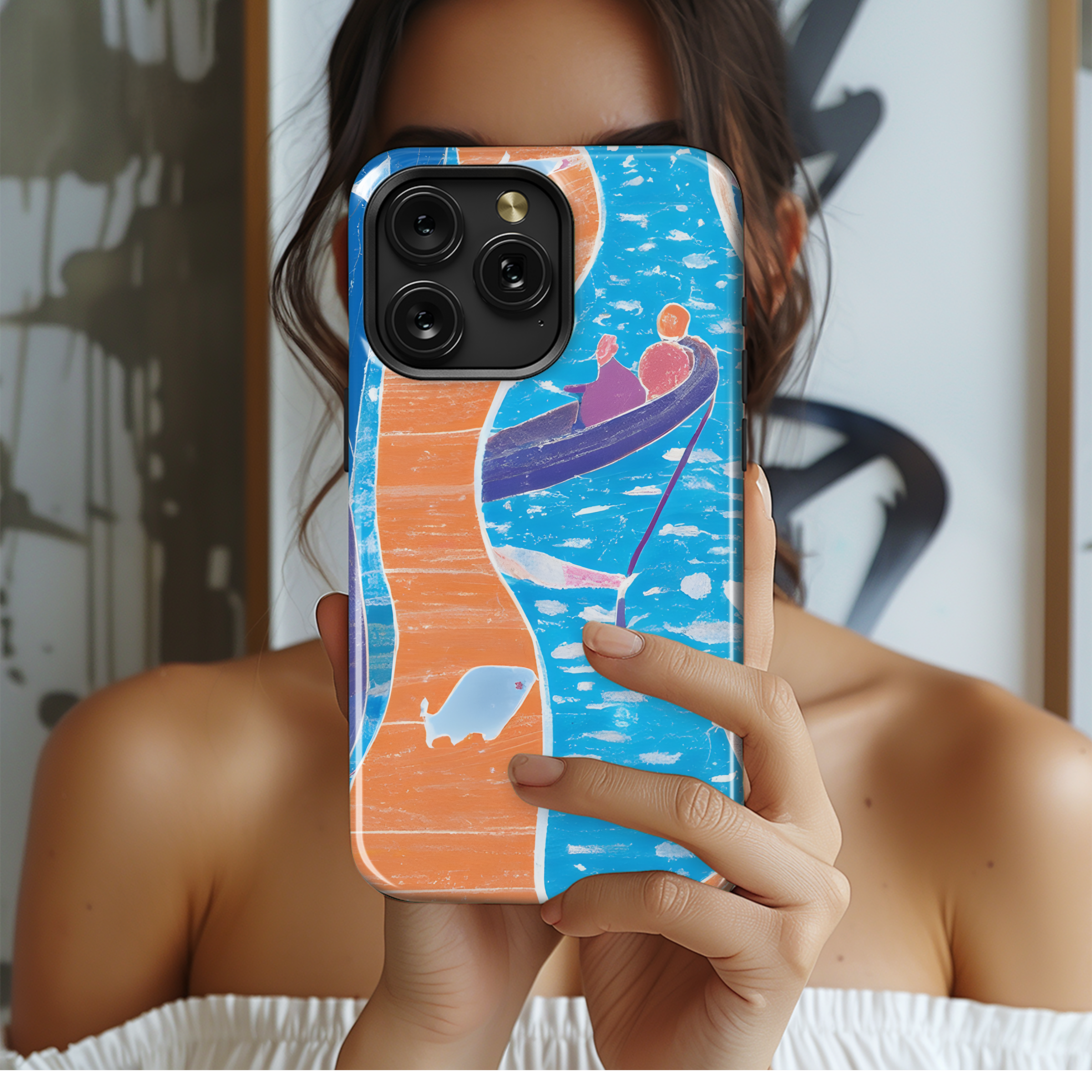 Modern Geometric Fishing Abstract Phone Case iPhone Samsung Cover Pixel 3547