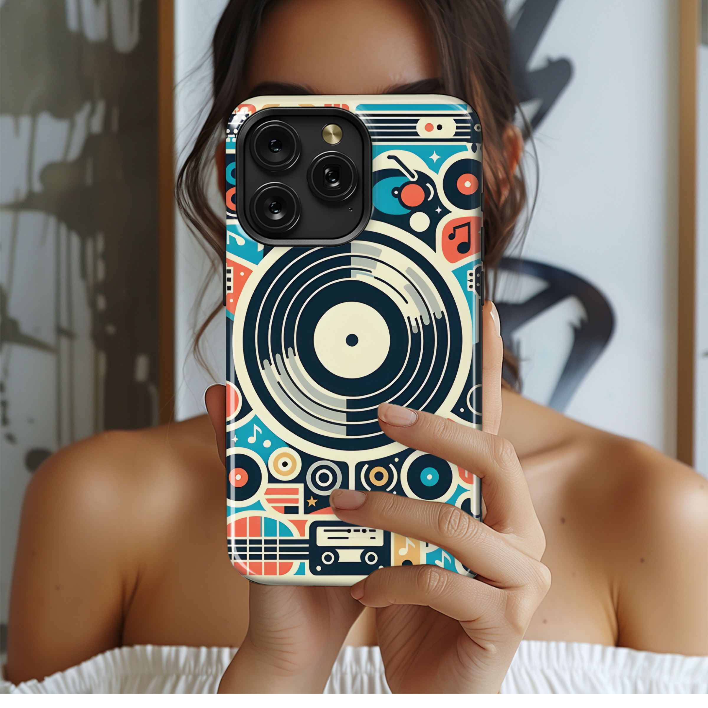 Monochrome Vinyl Record Phone Case iPhone Samsung Cover Pixel 2888