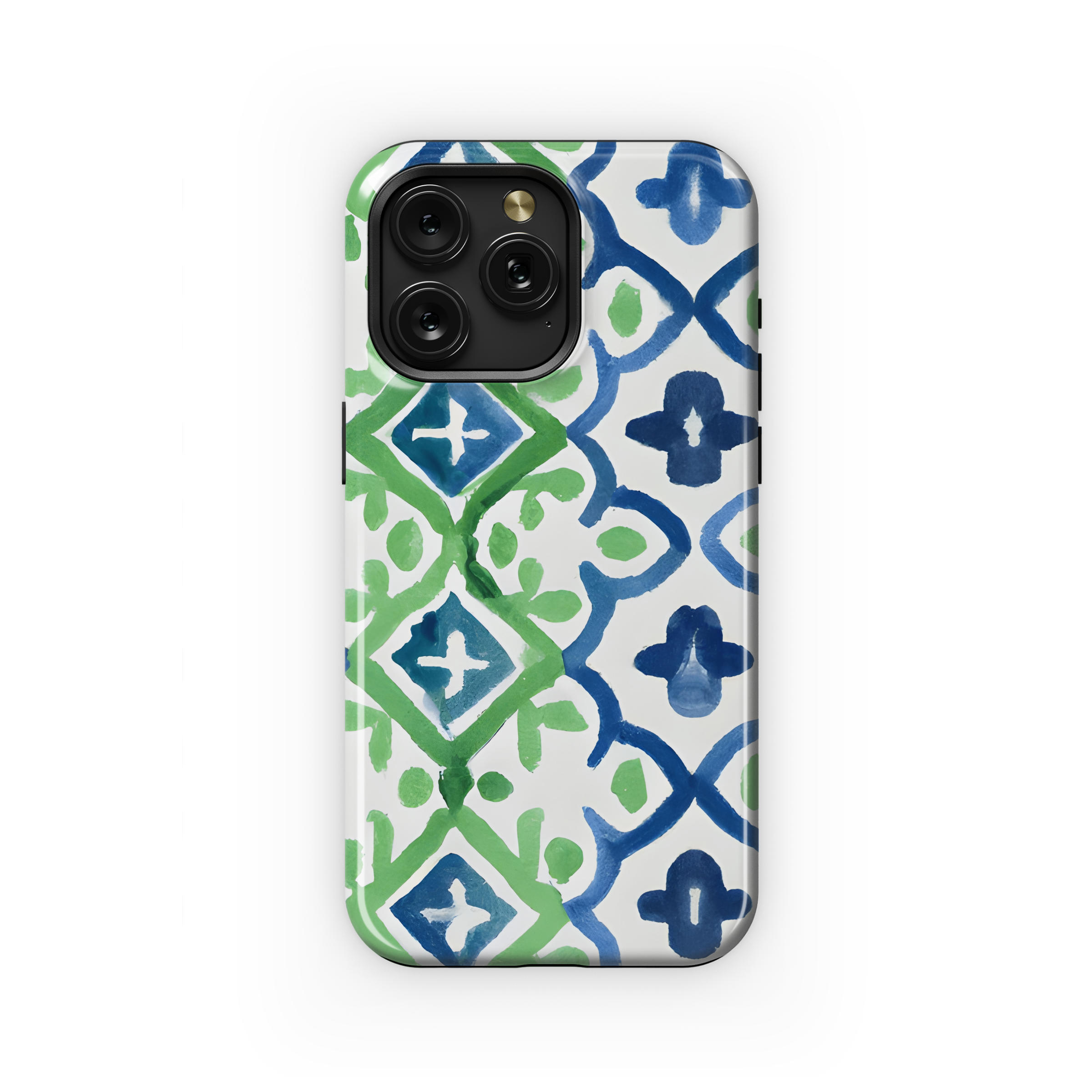 Moroccan Ogee Indigo Green Watercolor Phone Case iPhone Samsung Cover Pixel 2924