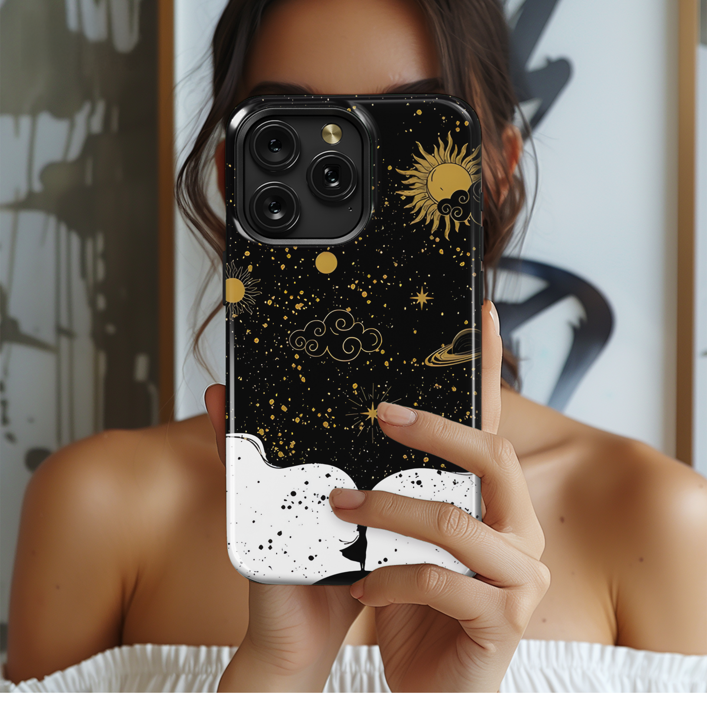 Mystical Universe with Woman's Hand Phone Case iPhone Samsung Cover Pixel 2135