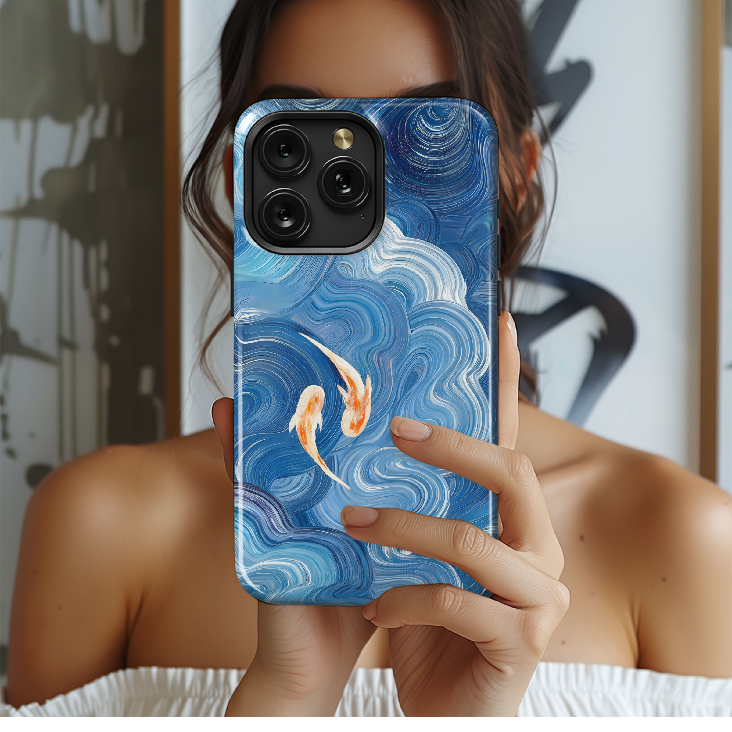 Ocean Wave Gold Fish Phone Case iPhone Samsung Cover Pixel 2053