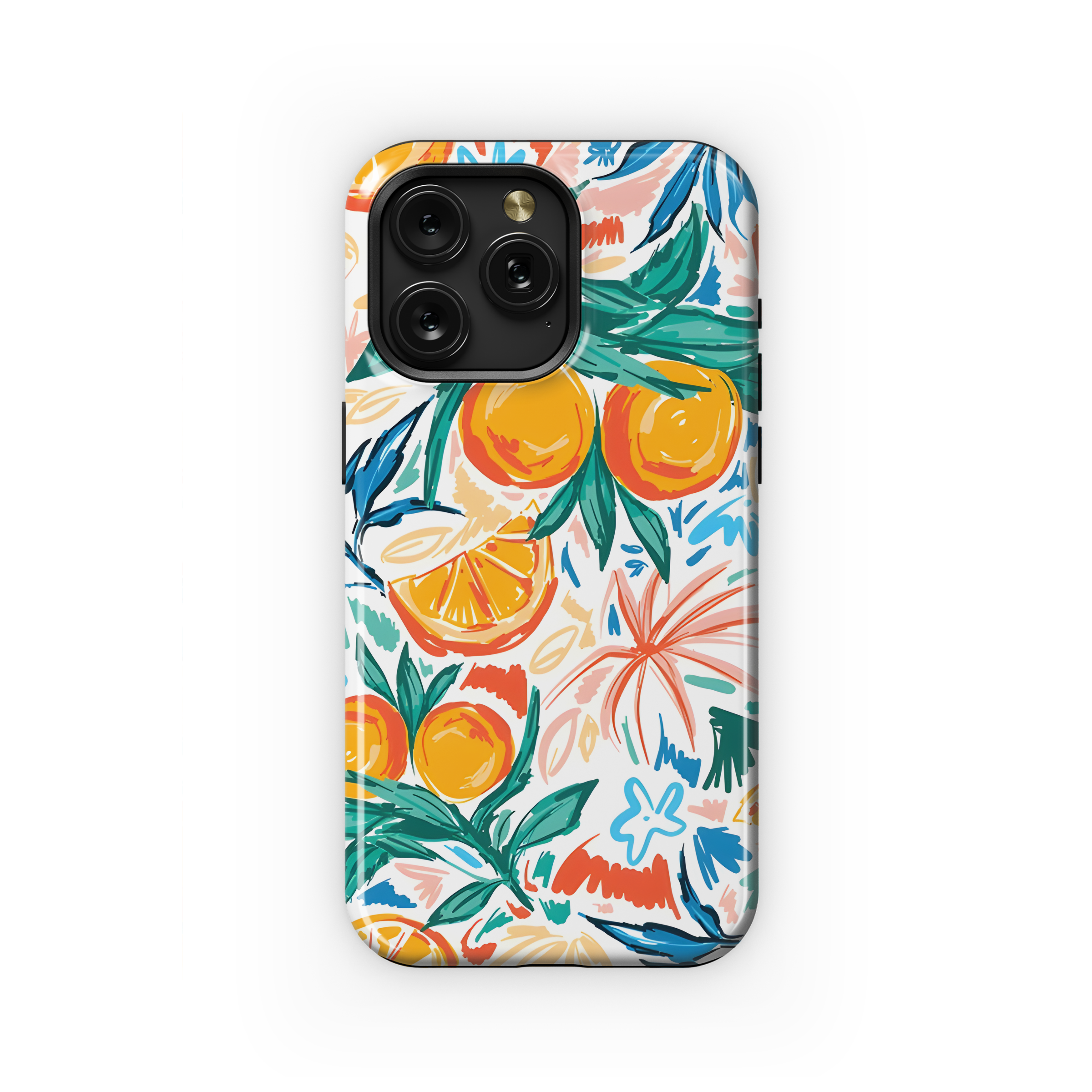 Orange Fruit Leaf Pattern Phone Case iPhone Samsung Cover Pixel 2428