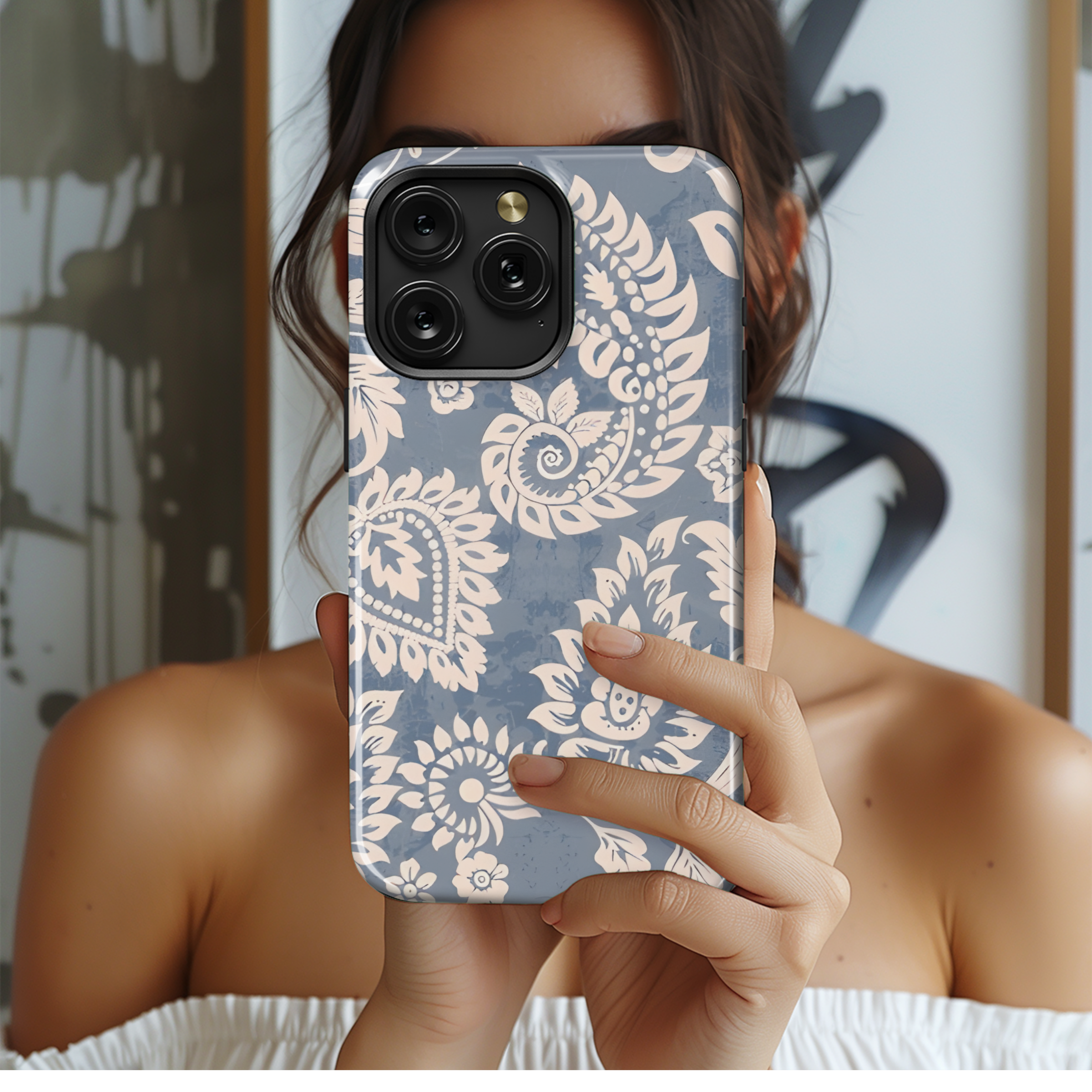 Paisley Ikat Embroidery Indian Aztec Phone Case iPhone Samsung Cover Pixel 2385