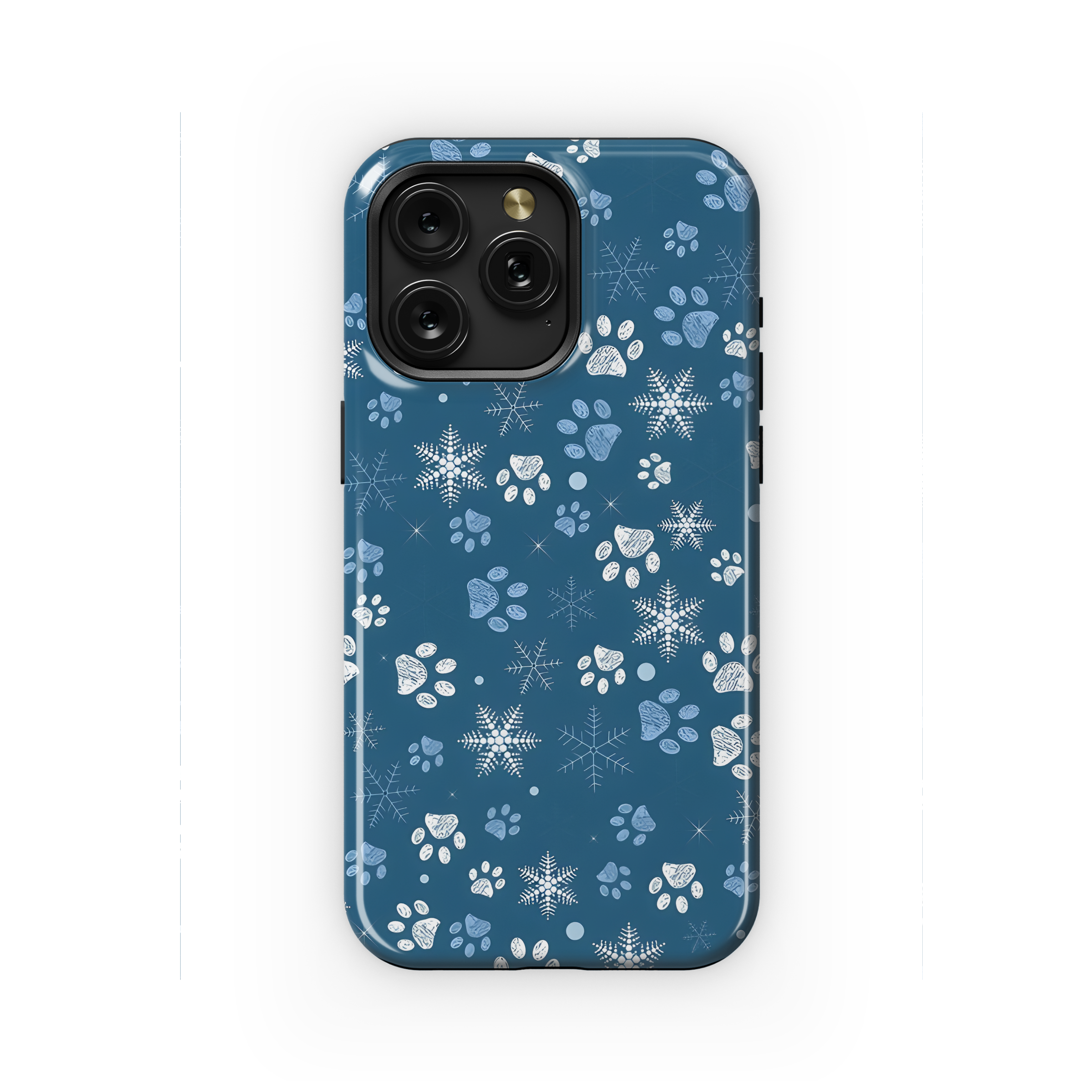 Paw Print Snowflakes Blue Pattern Phone Case iPhone Samsung Cover Pixel 2178