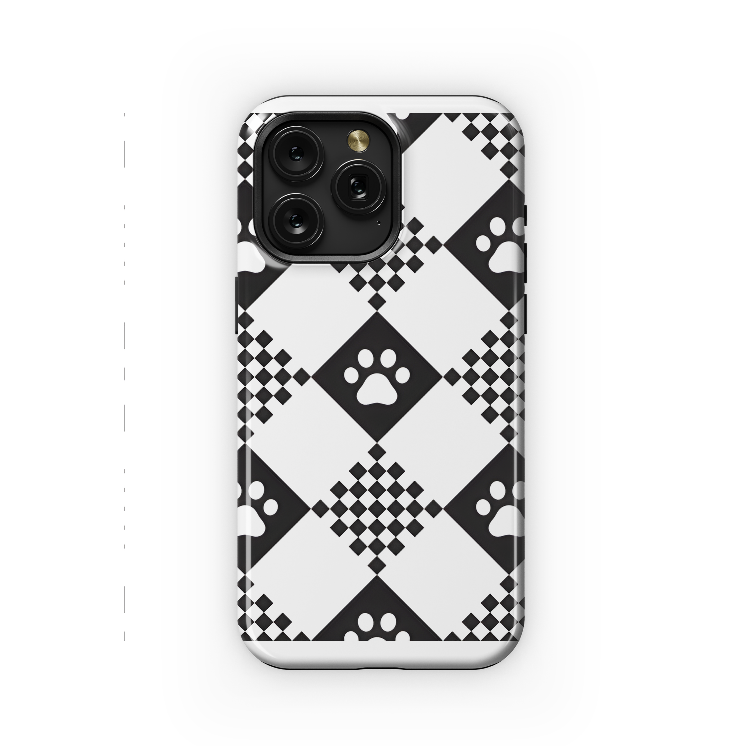 Paw Print Tartan Plaid Seamless Pattern Phone Case iPhone Samsung Cover Pixel 2182