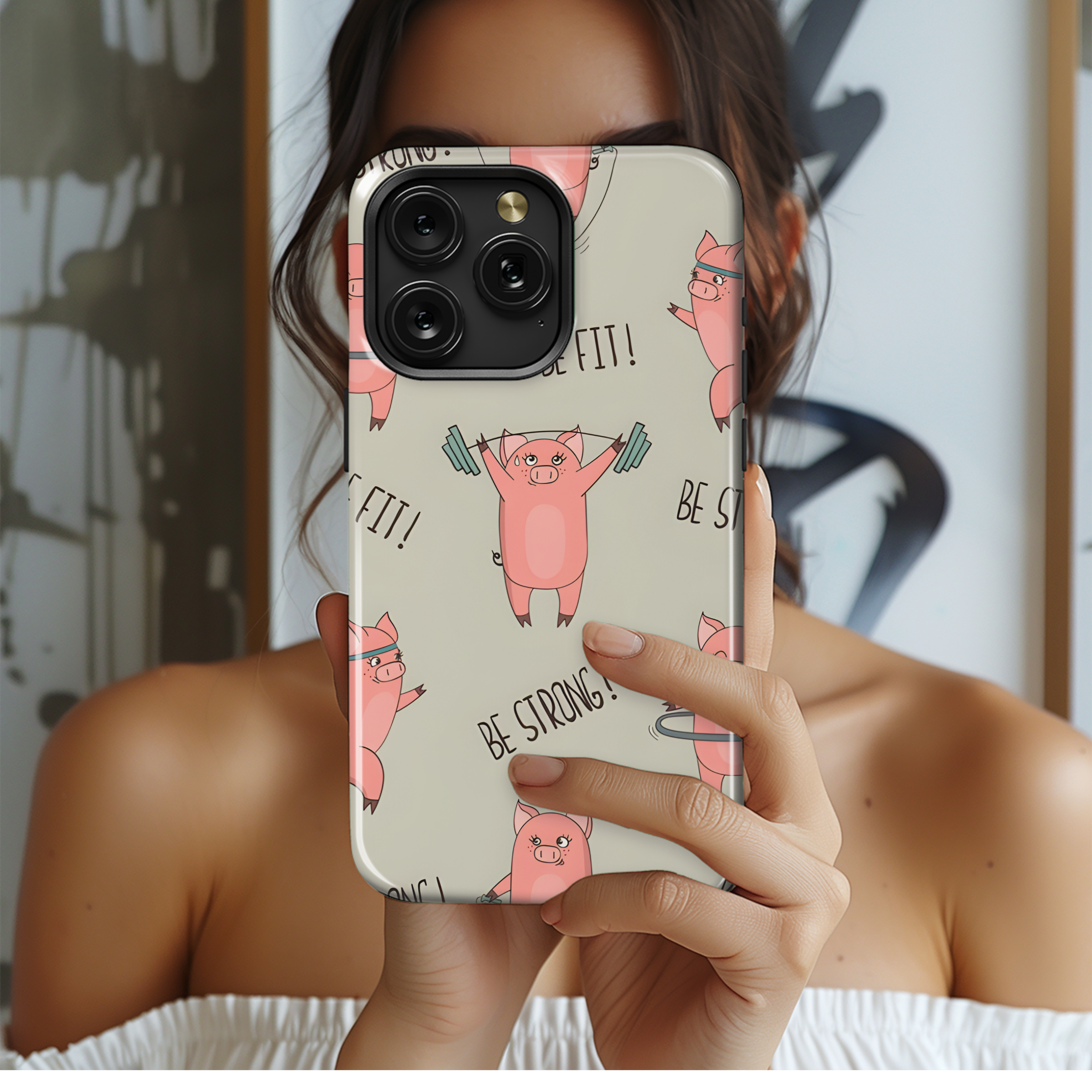 Pig Exercise GYM Phone Case iPhone Samsung Cover Pixel 2711