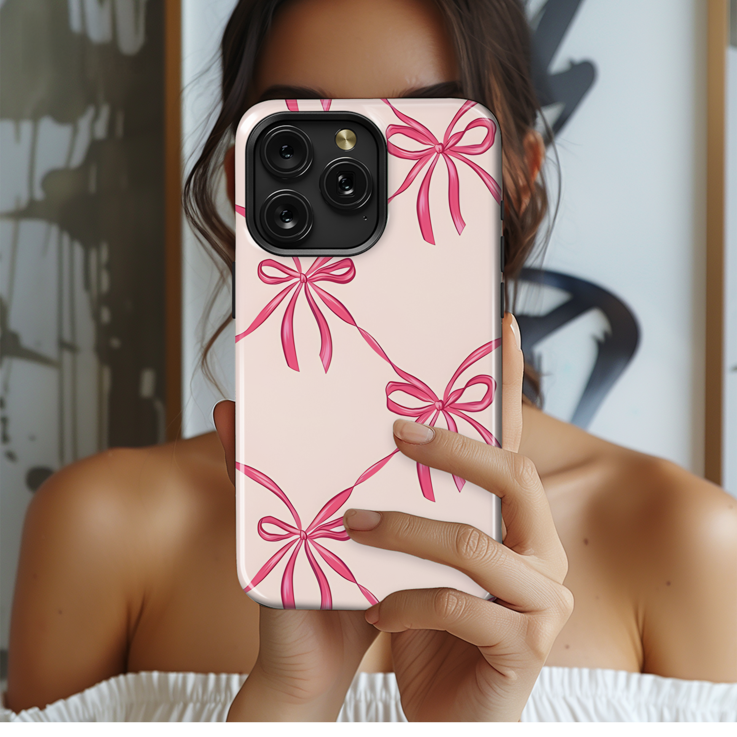 Pink Bow Seamless Pattern Phone Case iPhone Samsung Cover Pixel 2446