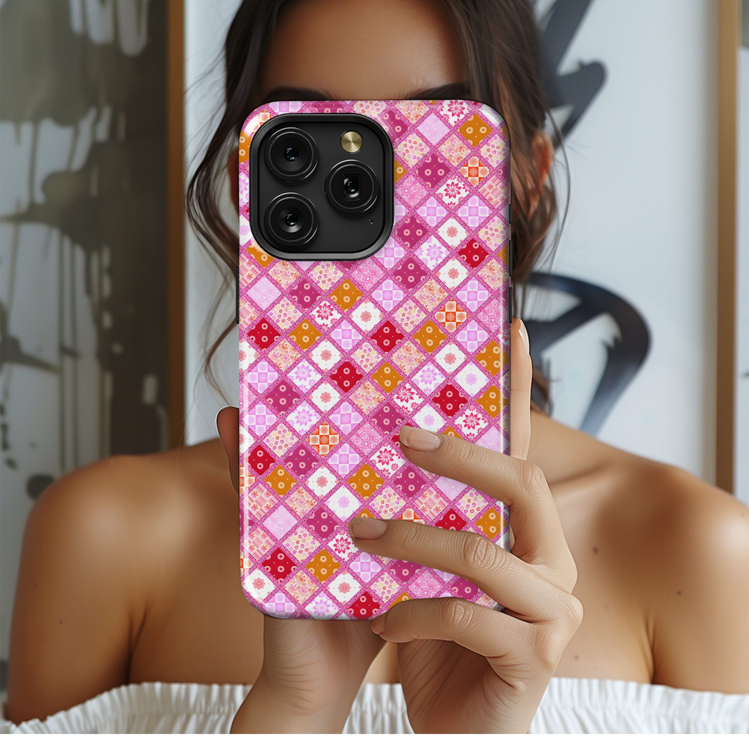 Pink Patchwork Delight
 Phone Case iPhone Samsung Cover Pixel 4204