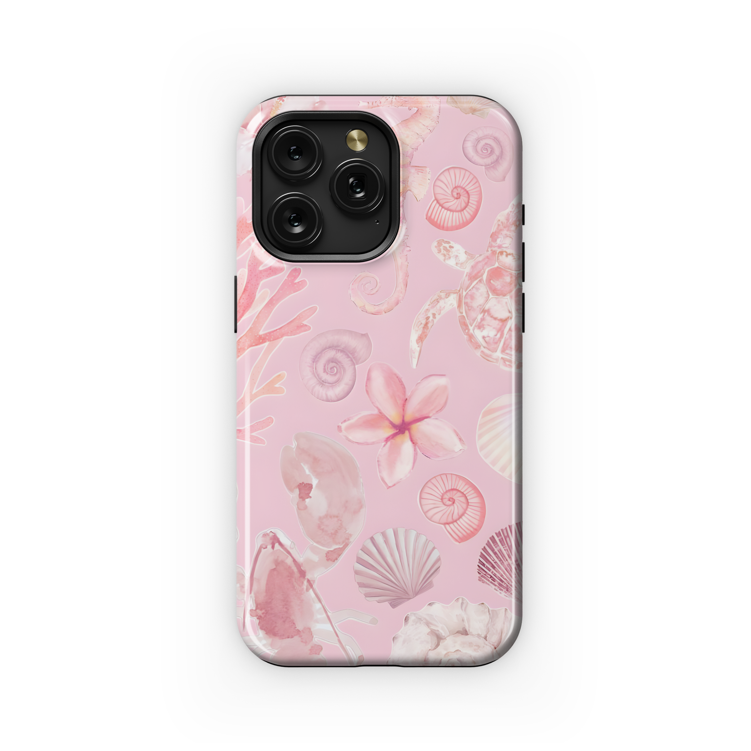 Pink Sea Shells Floral Phone Case iPhone Samsung Cover Pixel 2051